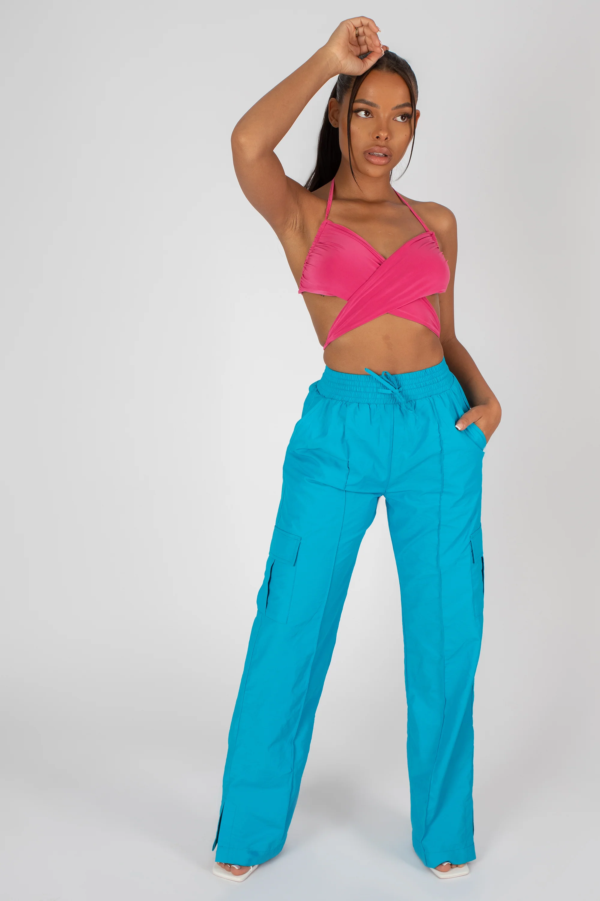 90'S BUTTERFLY SLINKY WRAP TOP PINK - Image 4
