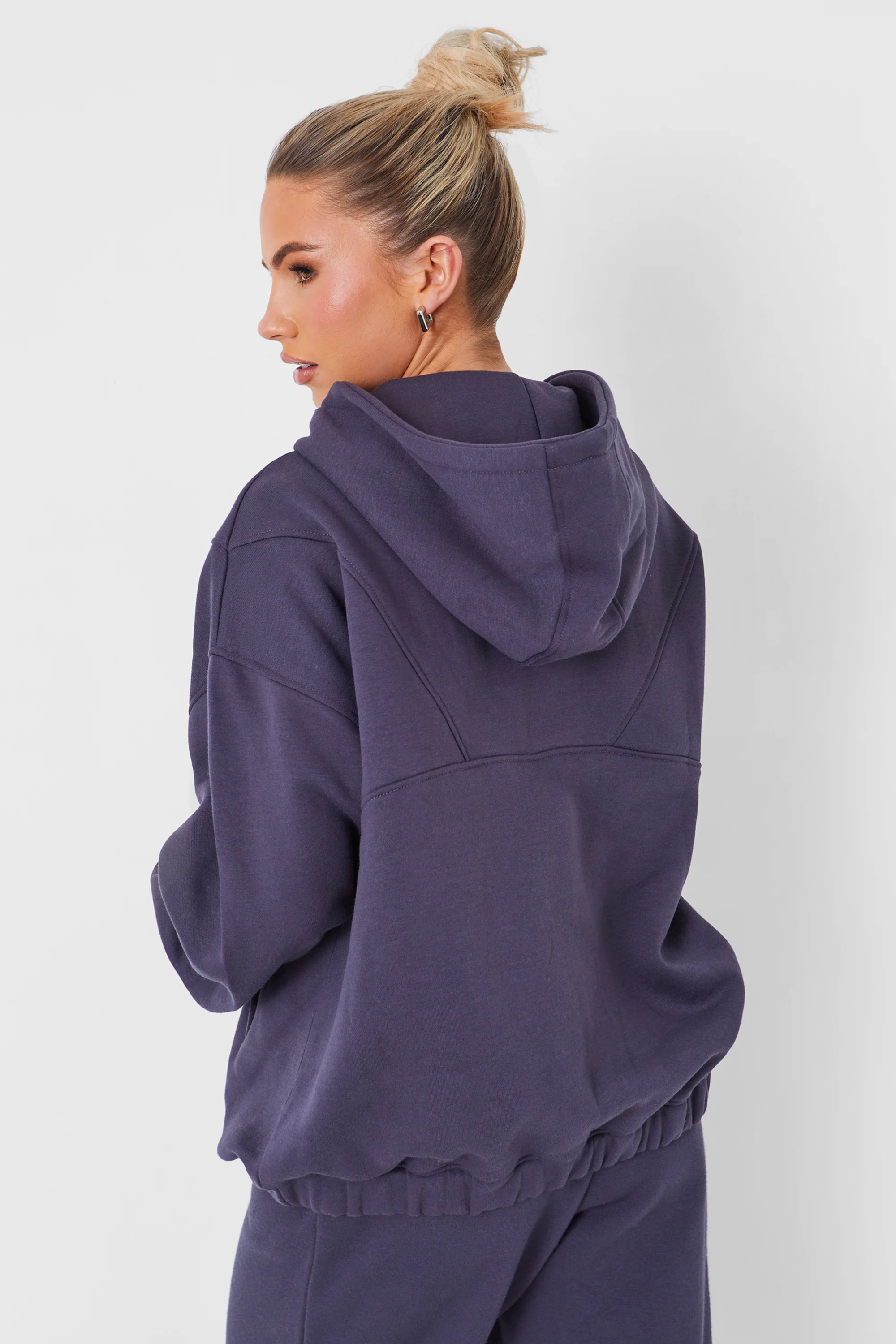 Half Zip Oversized Hoodie Dark Grey - Image 4