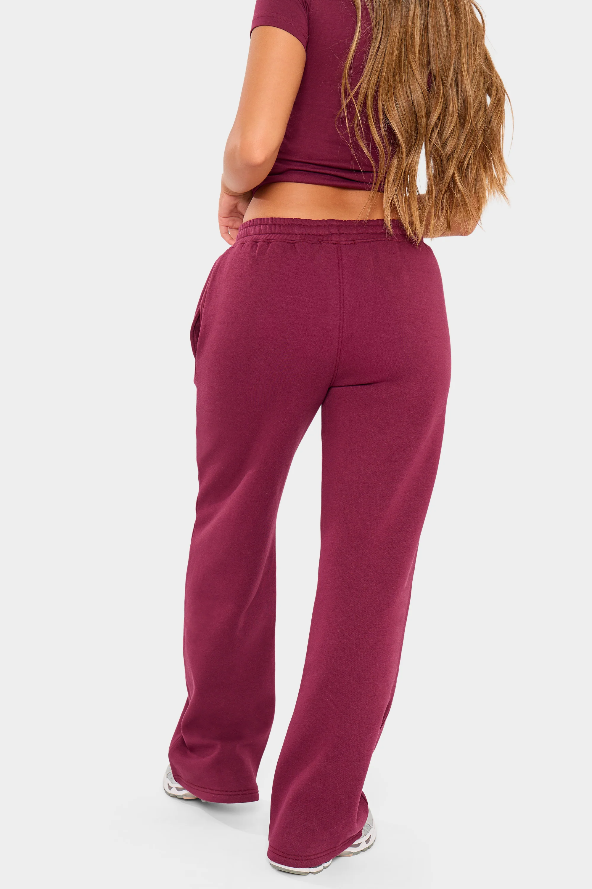 Kaiia 444 Wide Leg Joggers Burgundy & Pink - Image 8