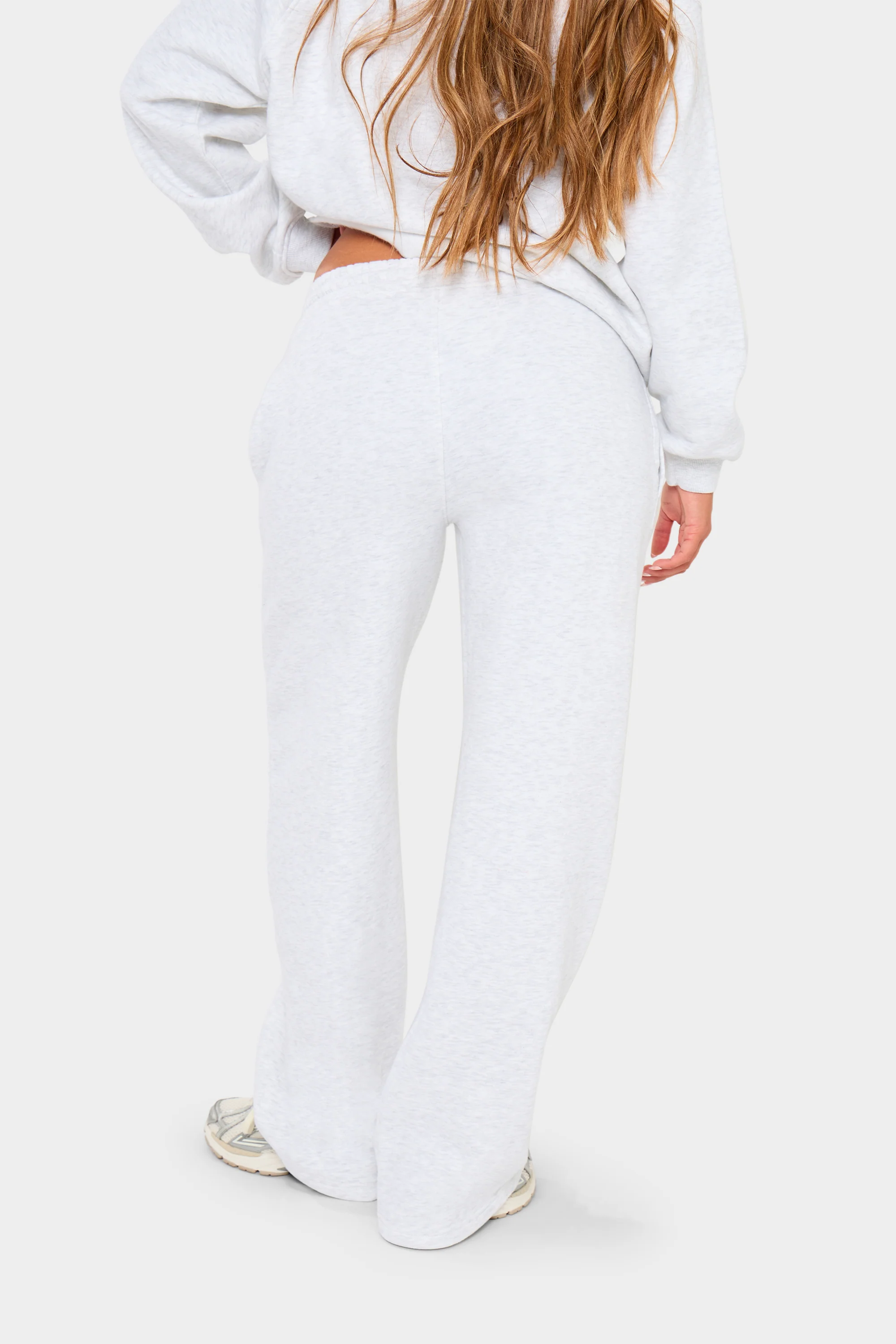 Kaiia 444 Wide Leg Joggers Light Grey Marl & Pink - Image 6
