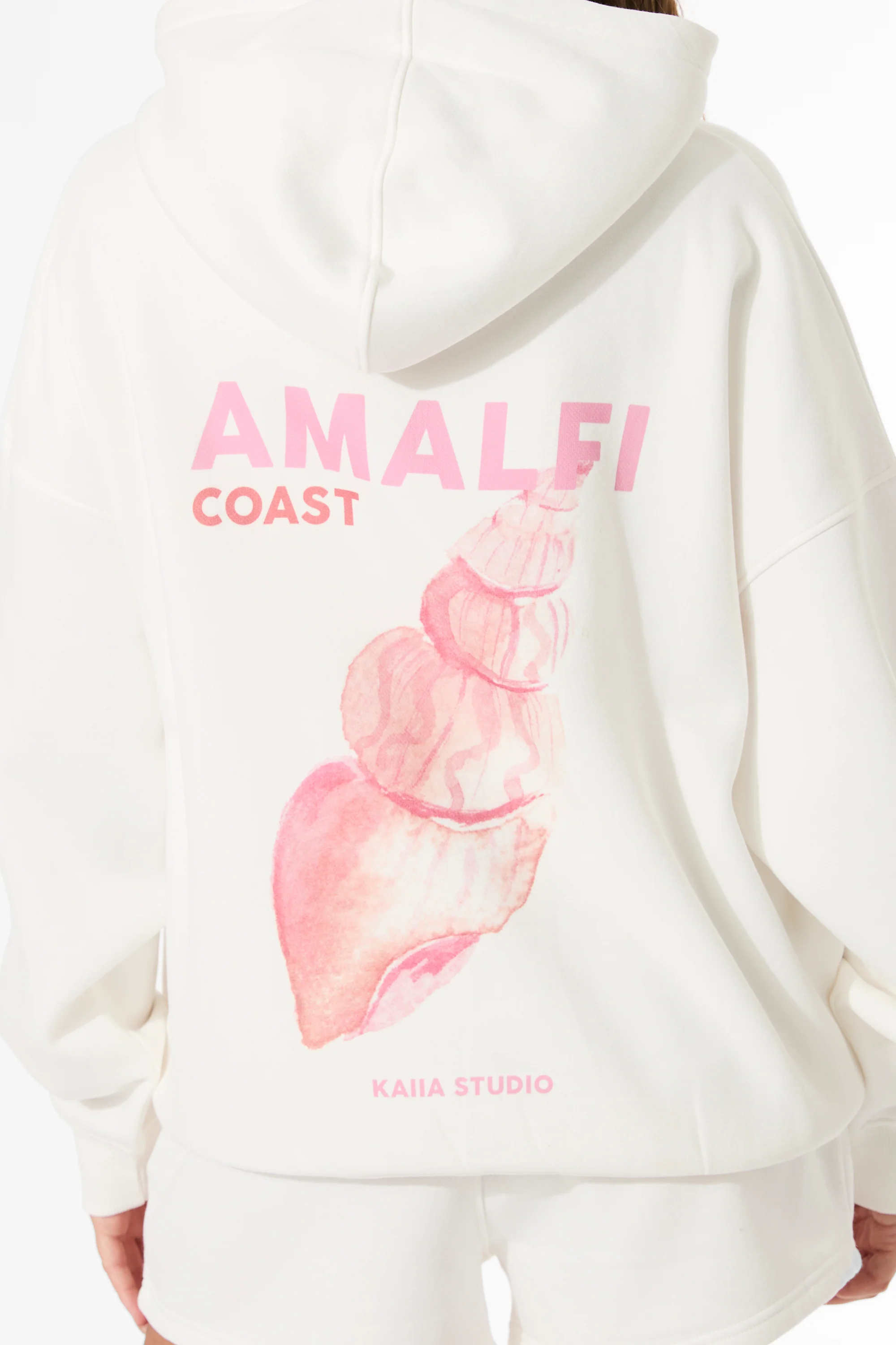 Kaiia Amalfi Back Graphic Oversized Hoodie White - Image 10
