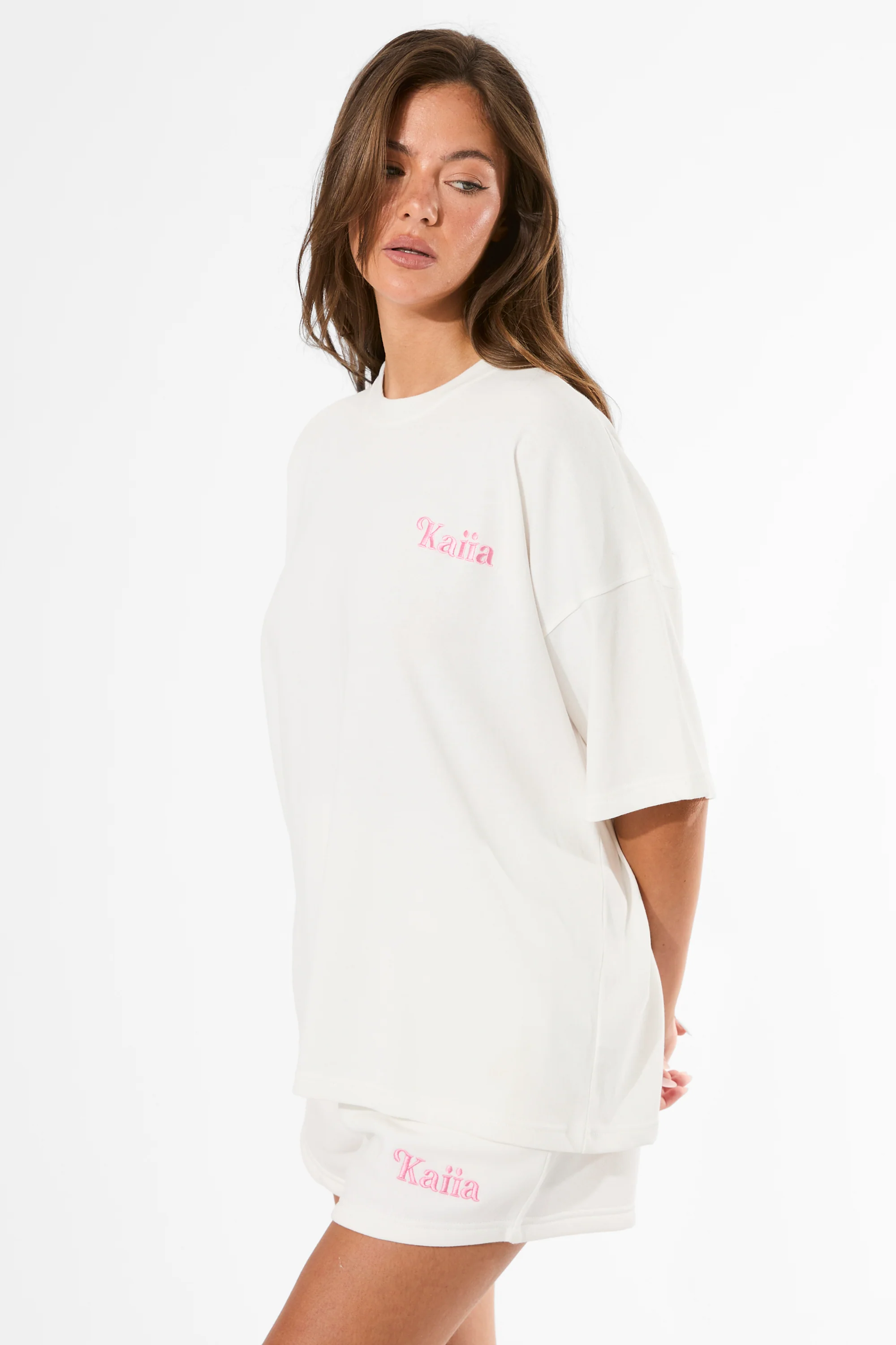 Kaiia Amalfi Back Graphic Oversized T-Shirt White - Image 7