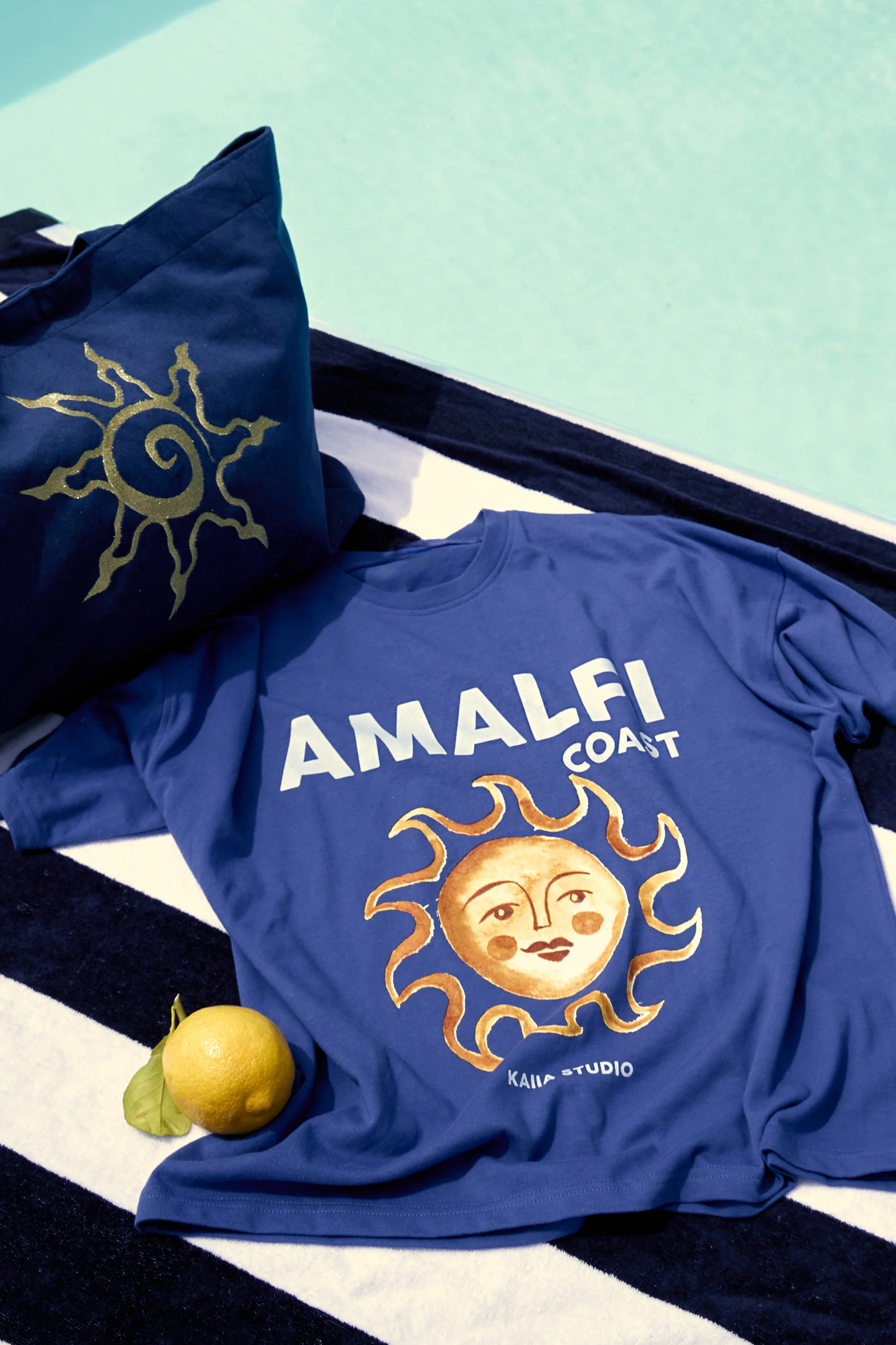 Kaiia Amalfi Sun Graphic Oversized T-Shirt Cobalt - Image 11