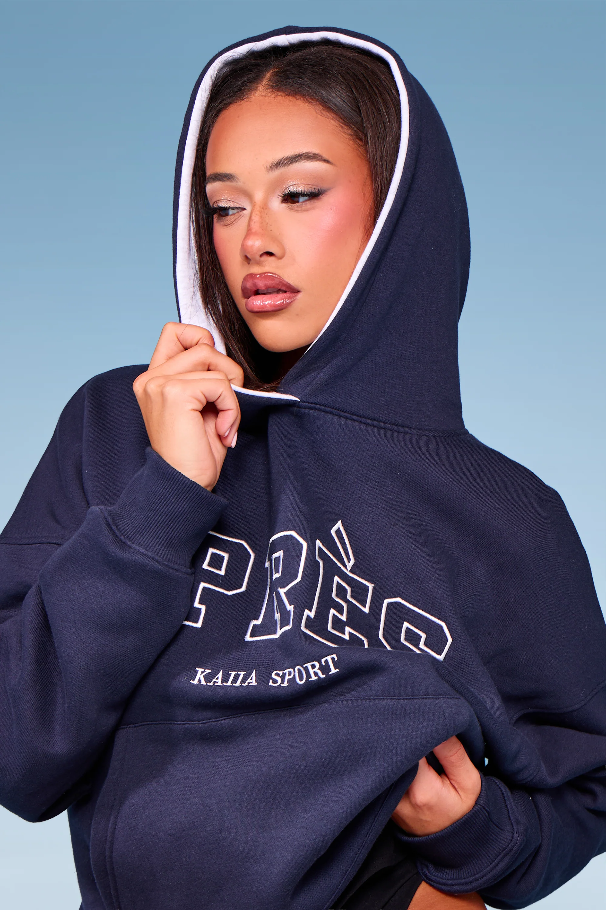 Kaiia Apres Oversized Hoodie Navy - Image 3