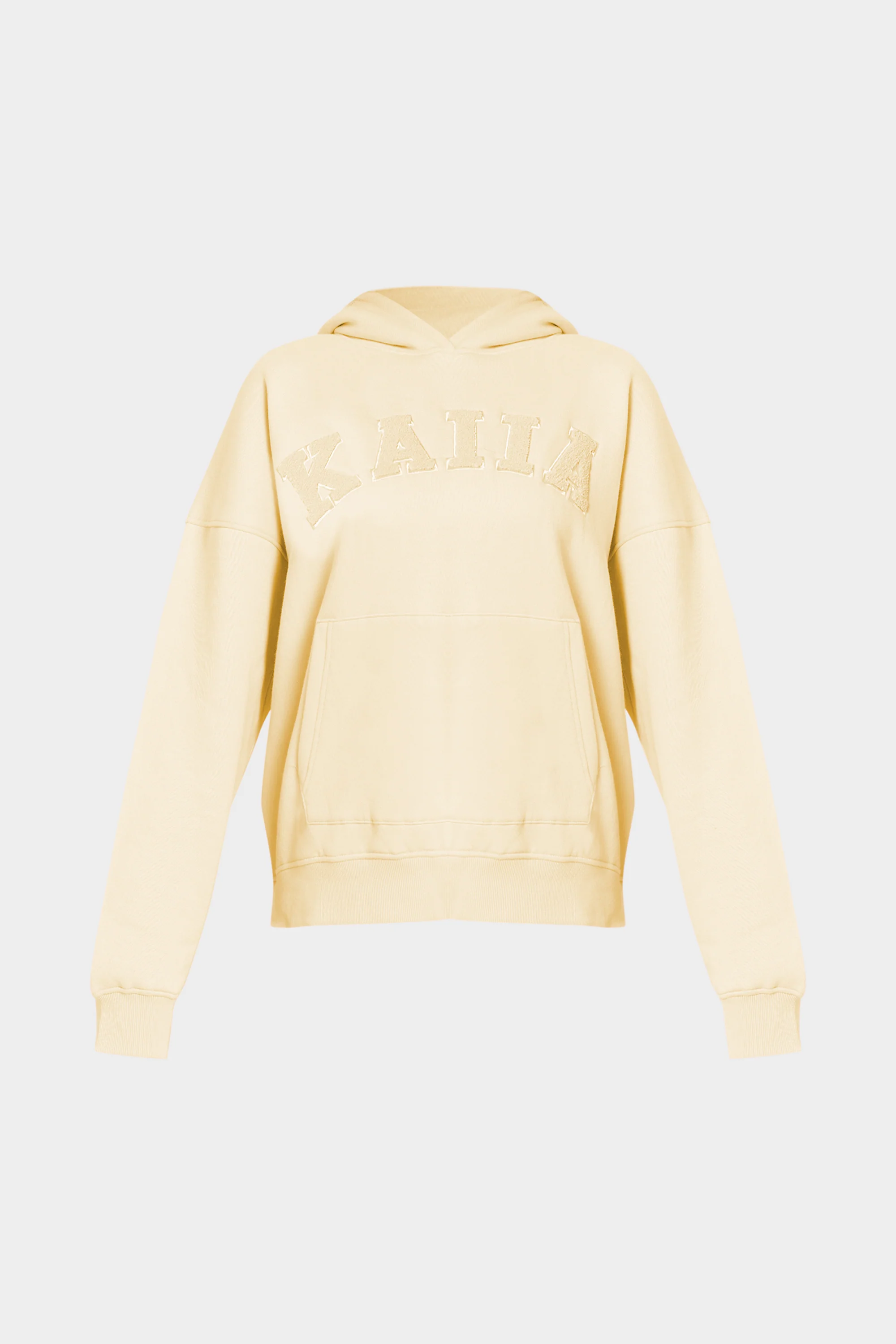 Kaiia Borg Slogan Oversized Hoodie Lemon - Image 9