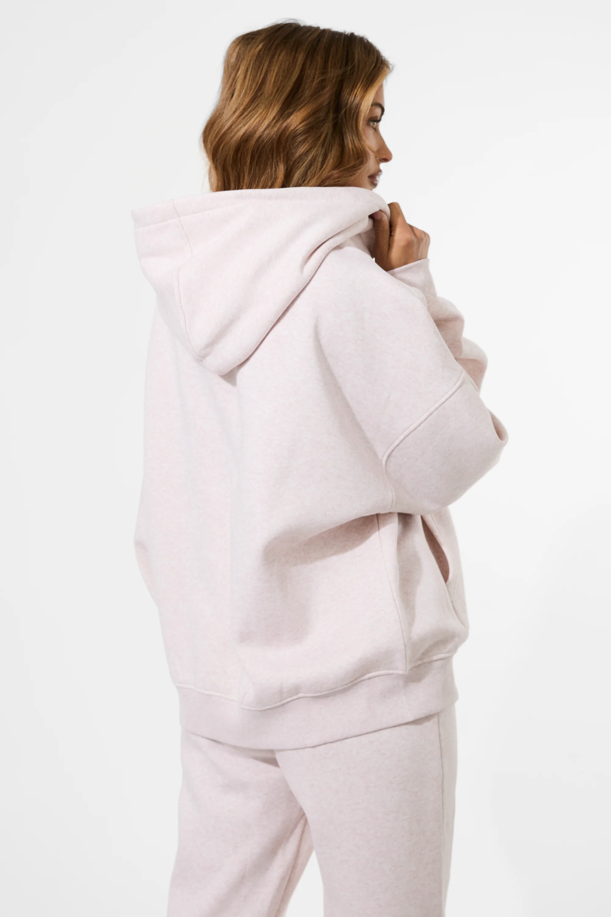 Kaiia Borg Slogan Oversized Hoodie Oat - Image 5