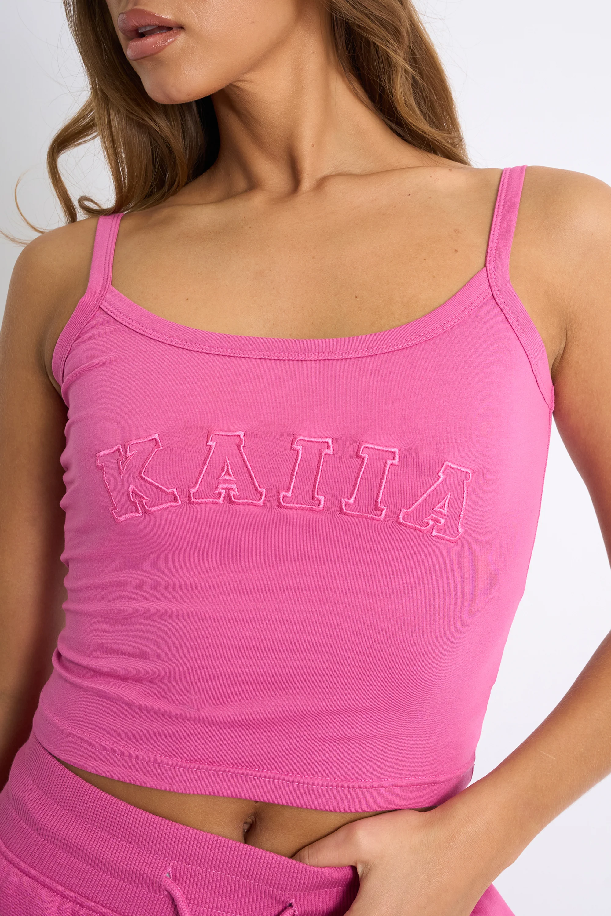 Kaiia Embroidered Cami Top Bubblegum - Image 4