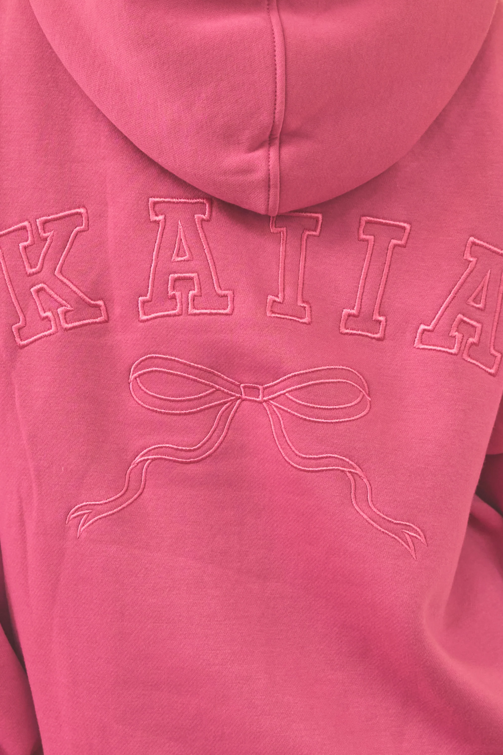 Kaiia Bow Embroidered Oversized Hoodie Bubblegum - Image 8