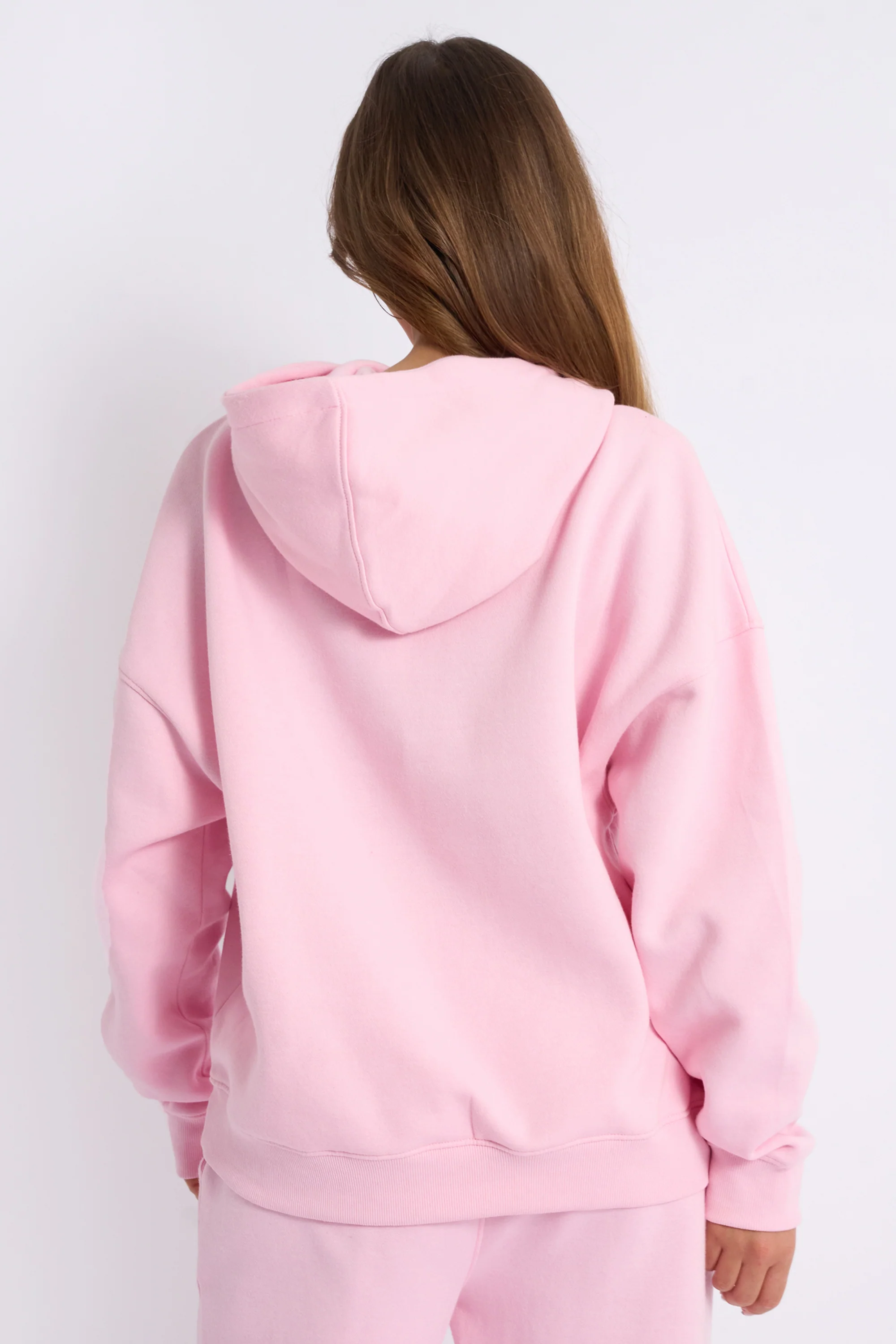 Kaiia Bow Embroidered Oversized Hoodie Baby Pink & Red - Image 3