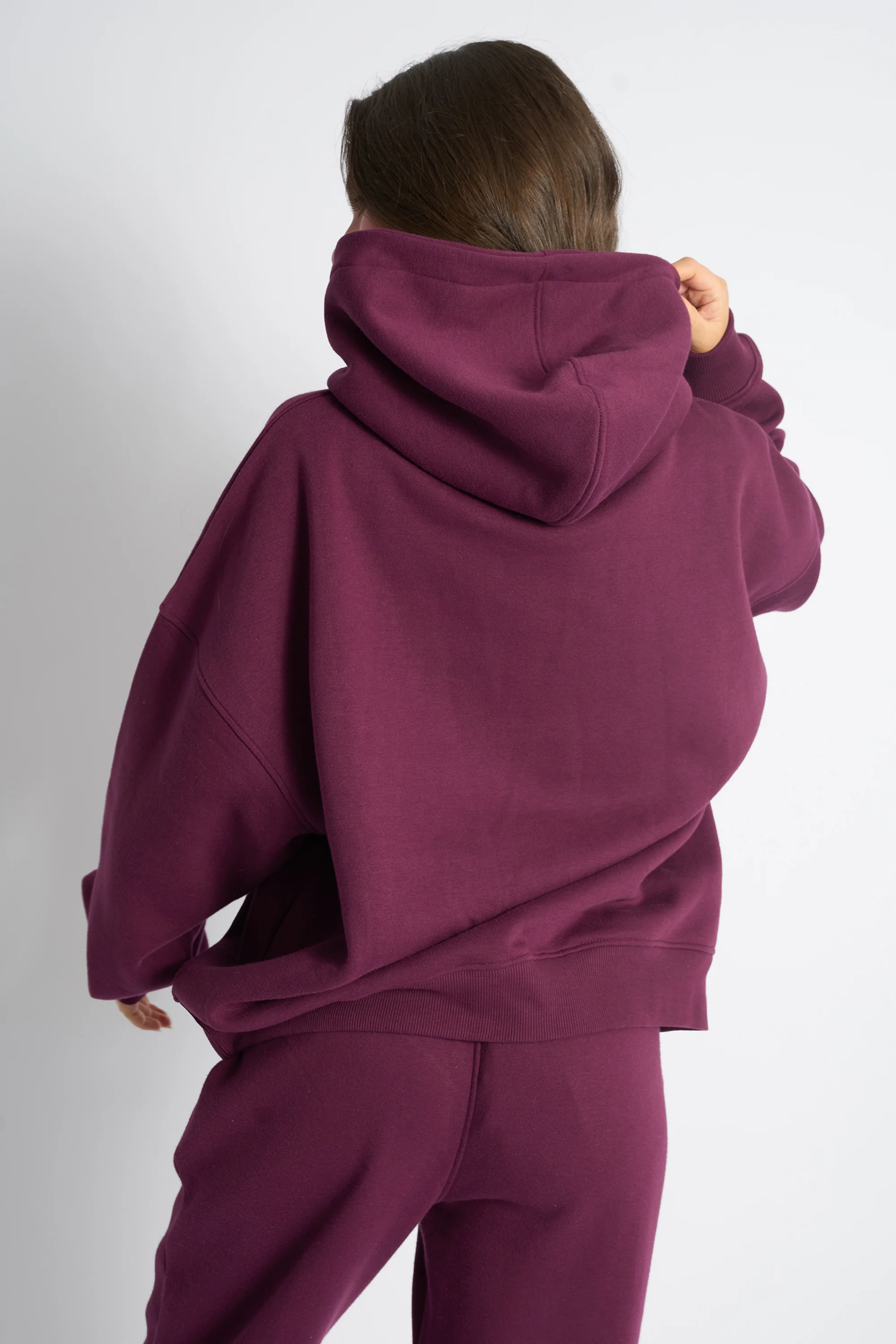 Kaiia Bow Embroidered Oversized Hoodie Plum & Baby Pink - Image 2