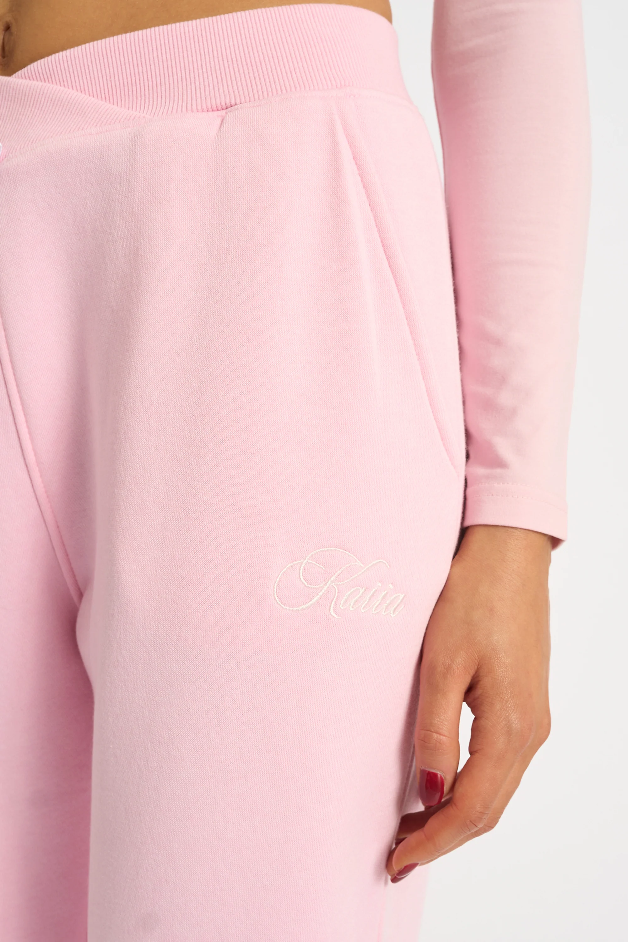 Kaiia Bow Detail Wide Leg Joggers Pink - Image 4