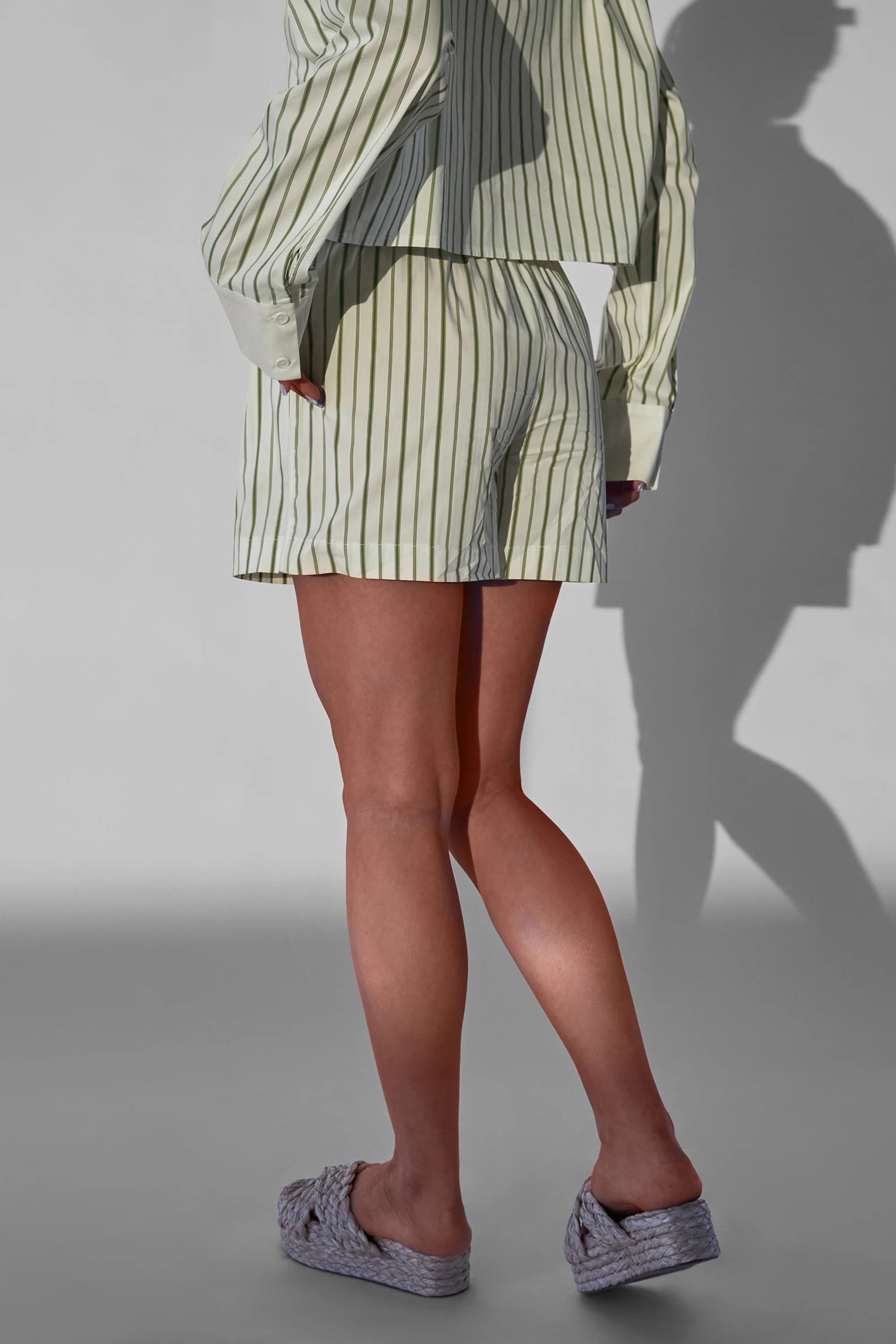 Kaiia Boxer Shorts Co Ord Green Stripe - Image 3