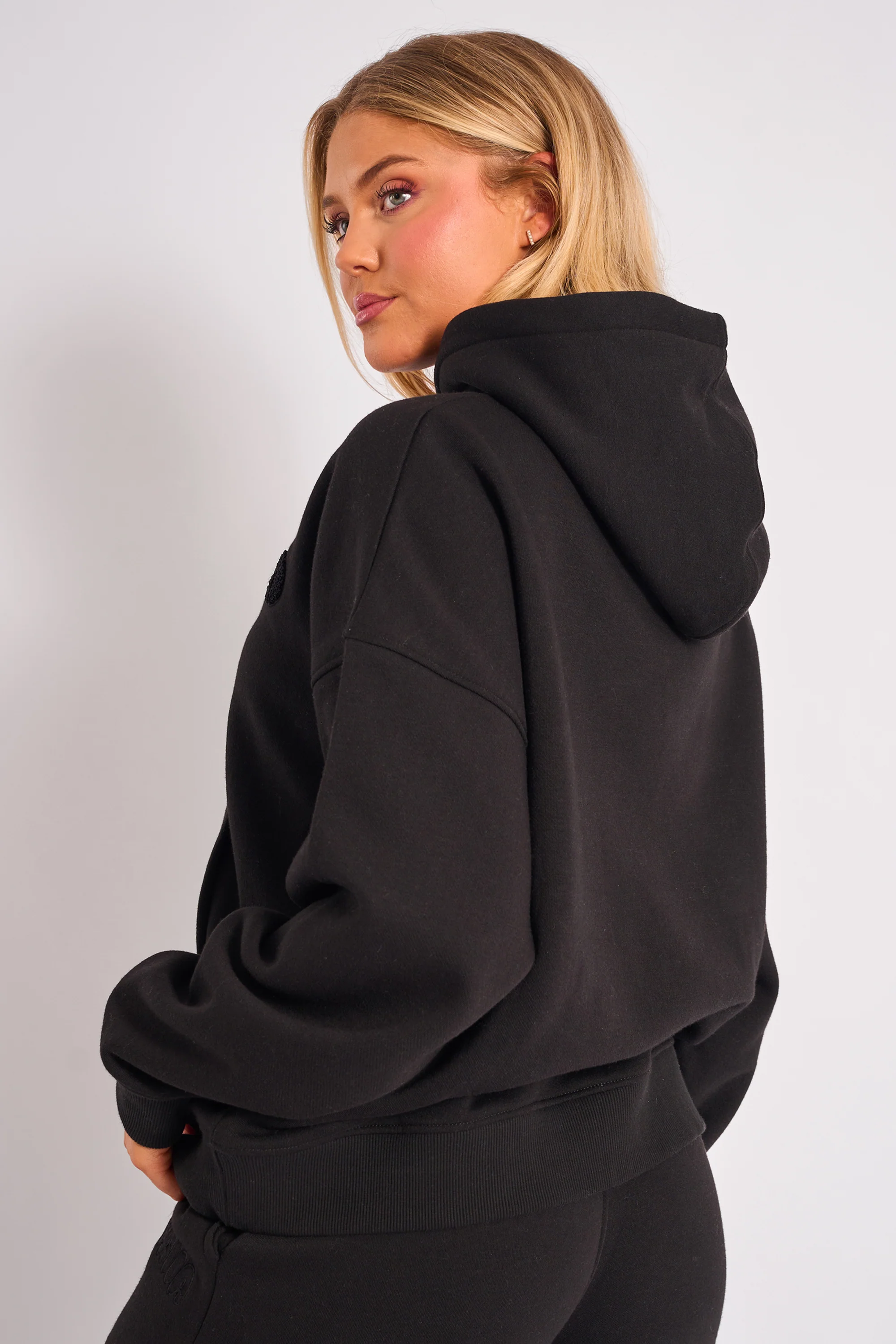 Kaiia Studio Borg Bubble Logo Oversized Hoodie Black - Image 2