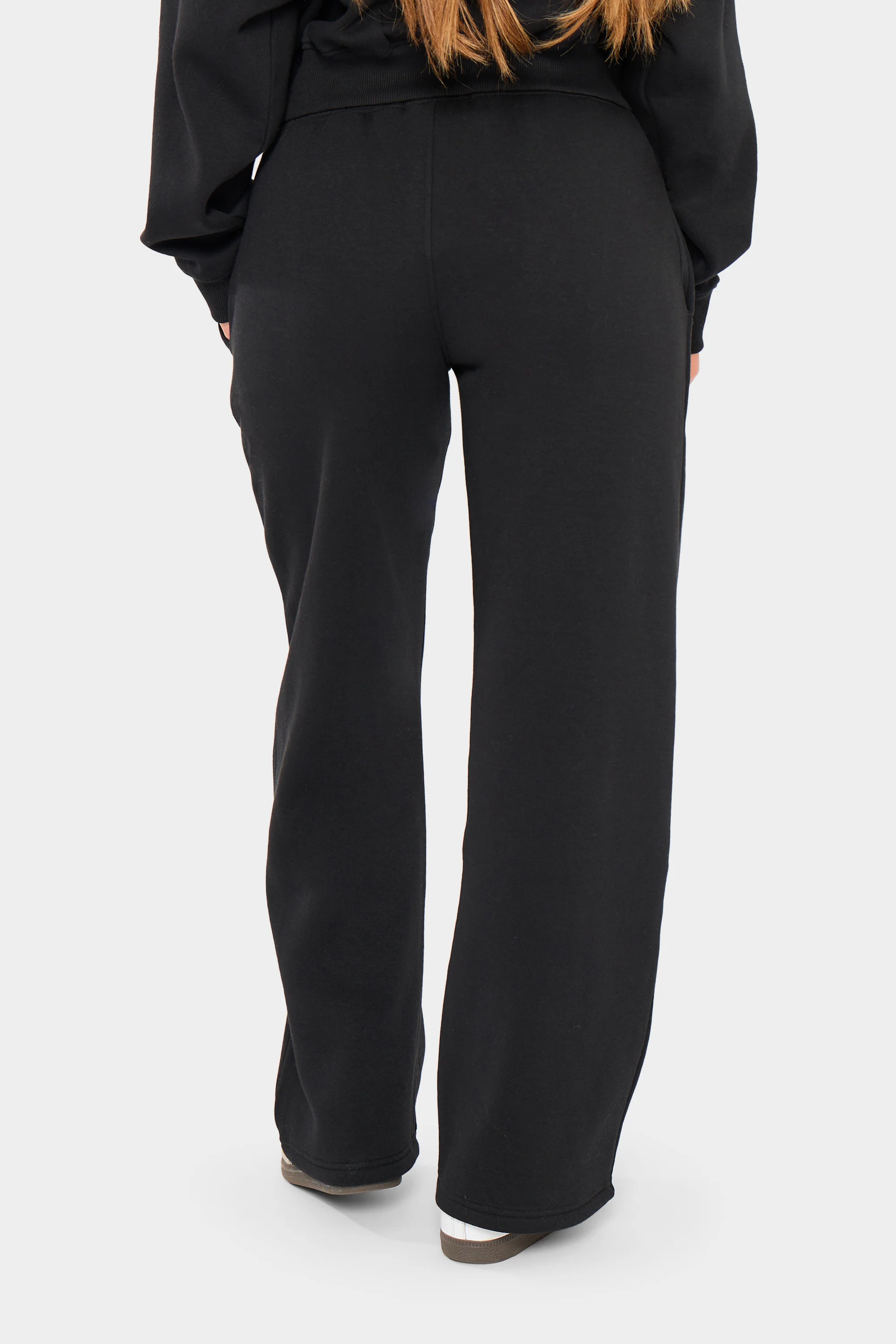 Kaiia Bubble Borg Wide Leg Joggers Black - Image 7