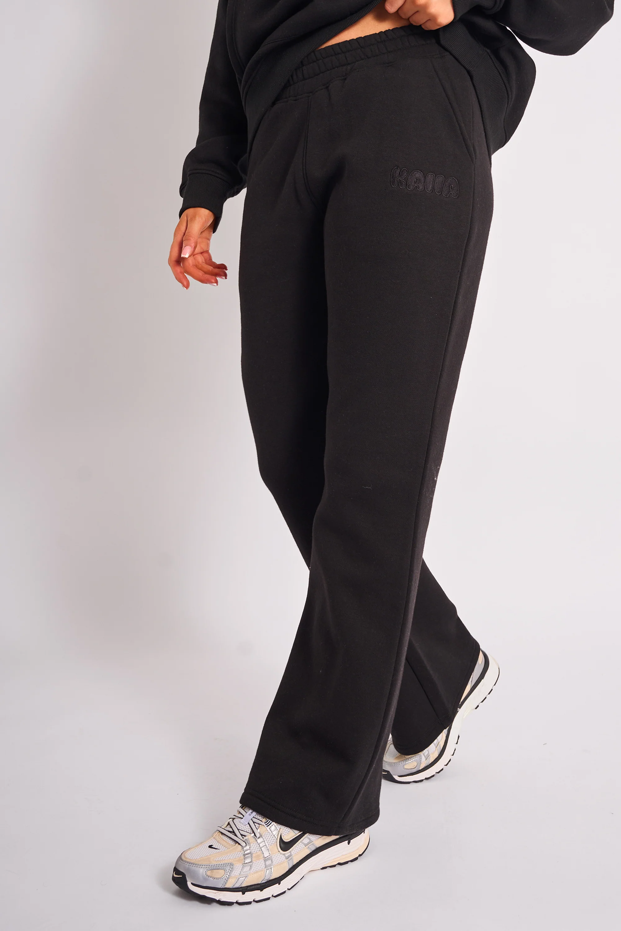 Kaiia Bubble Logo Wide Leg Joggers Black - Image 2