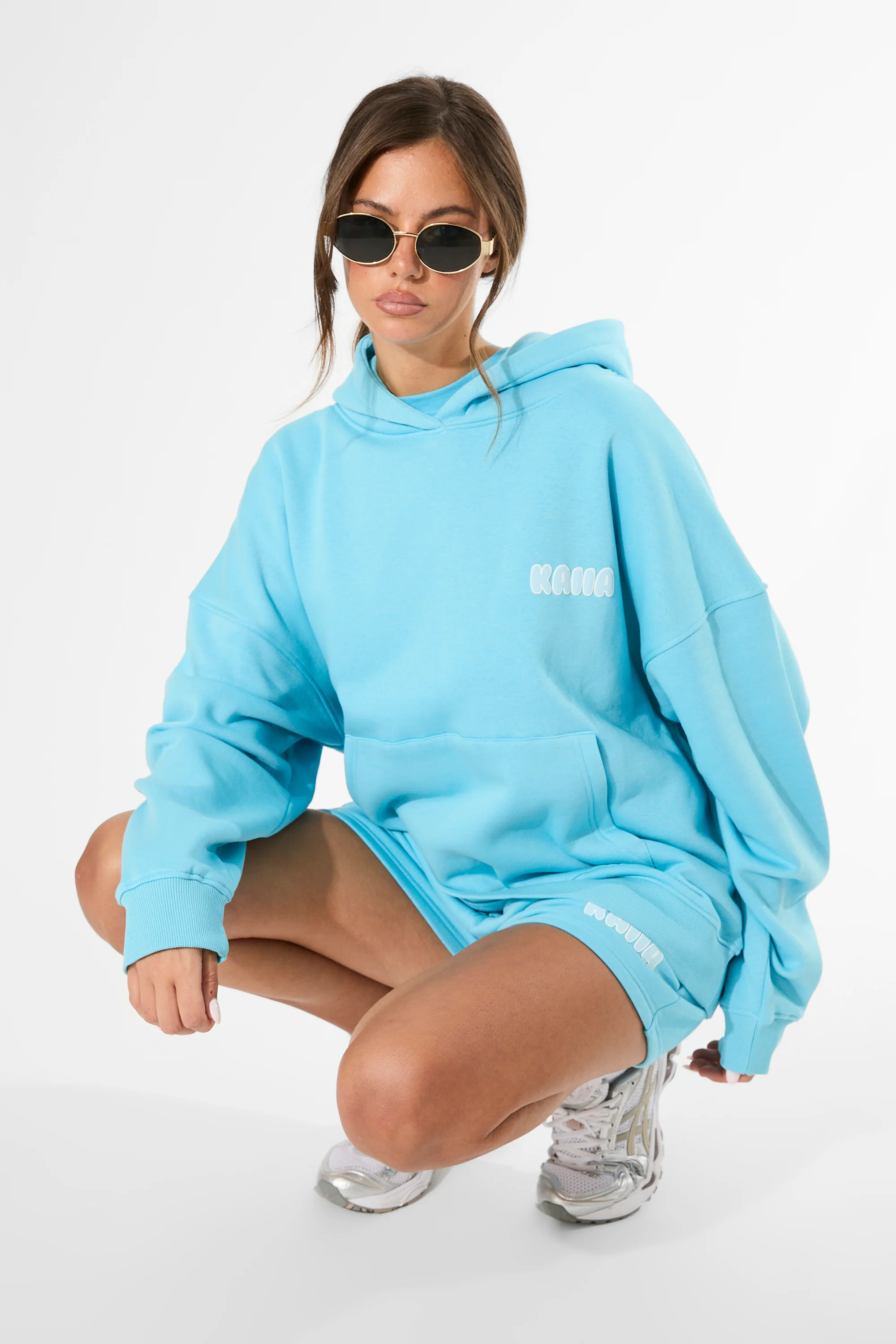 Kaiia Bubble Graphic Oversized Hoodie Pool Blue - Image 7