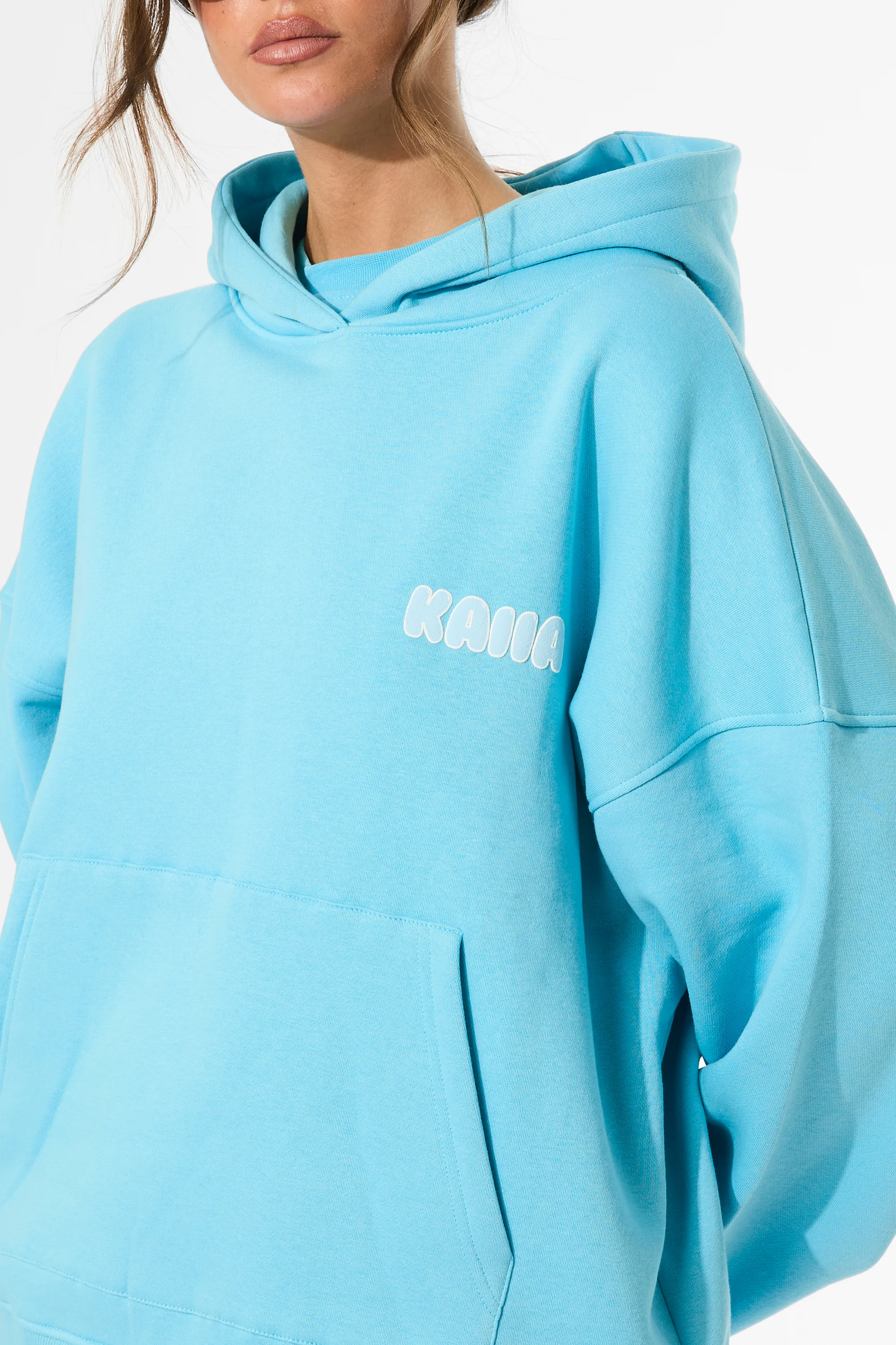 Kaiia Bubble Graphic Oversized Hoodie Pool Blue - Image 9