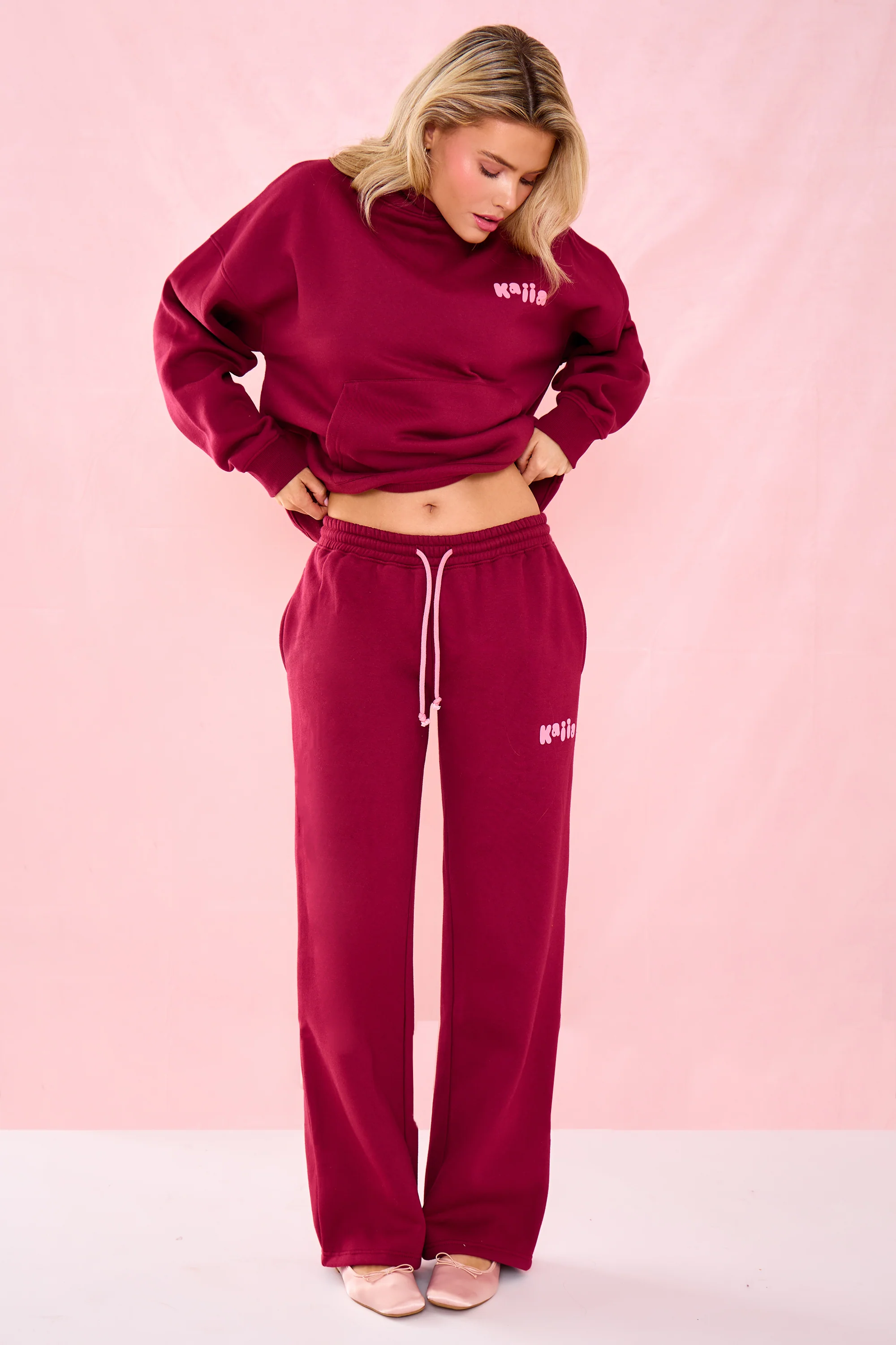 Kaiia Bubble Graphic Oversized Hoodie Raspberry Jelly - Image 3