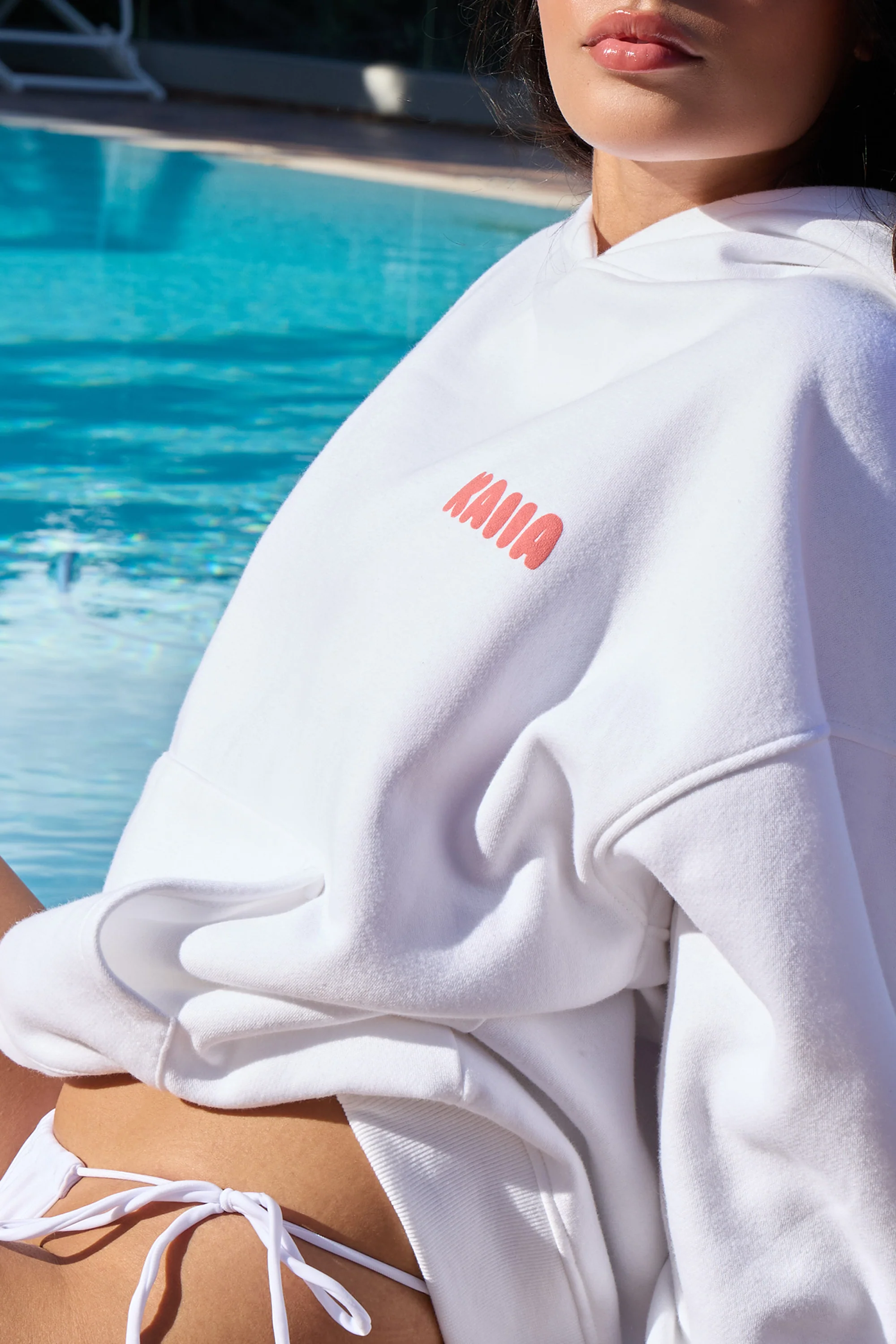 Kaiia Bubble Graphic Oversized Hoodie Vanilla & Coral - Image 4