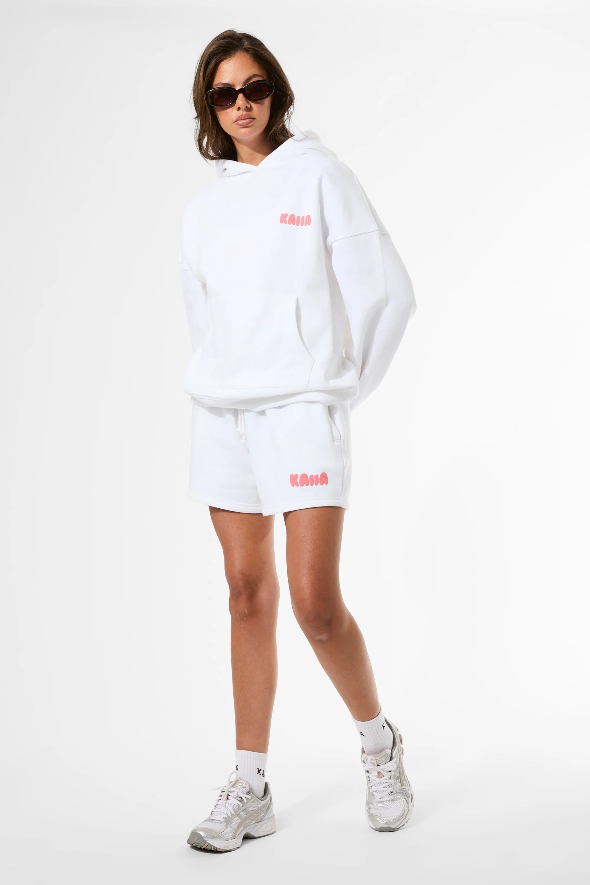 Kaiia Bubble Graphic Oversized Hoodie Vanilla & Coral - Image 7