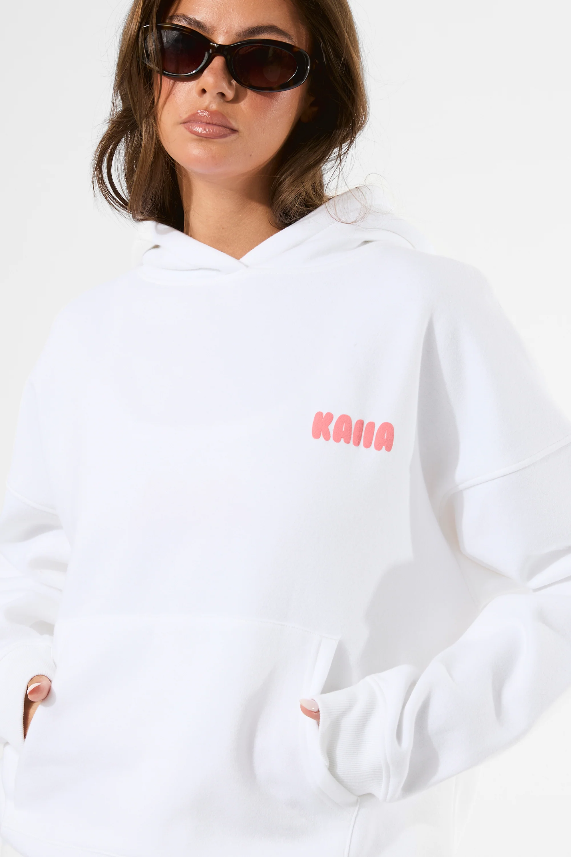 Kaiia Bubble Graphic Oversized Hoodie Vanilla & Coral - Image 9