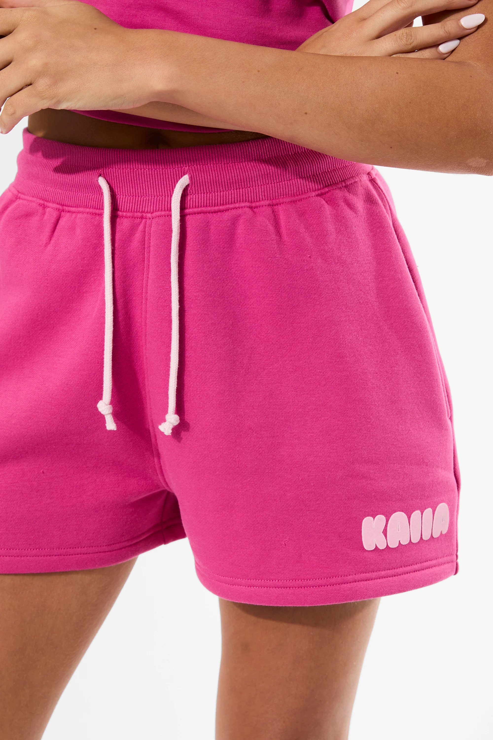 Kaiia Bubble Graphic Sweat Shorts Bright Pink & Baby Pink - Image 7
