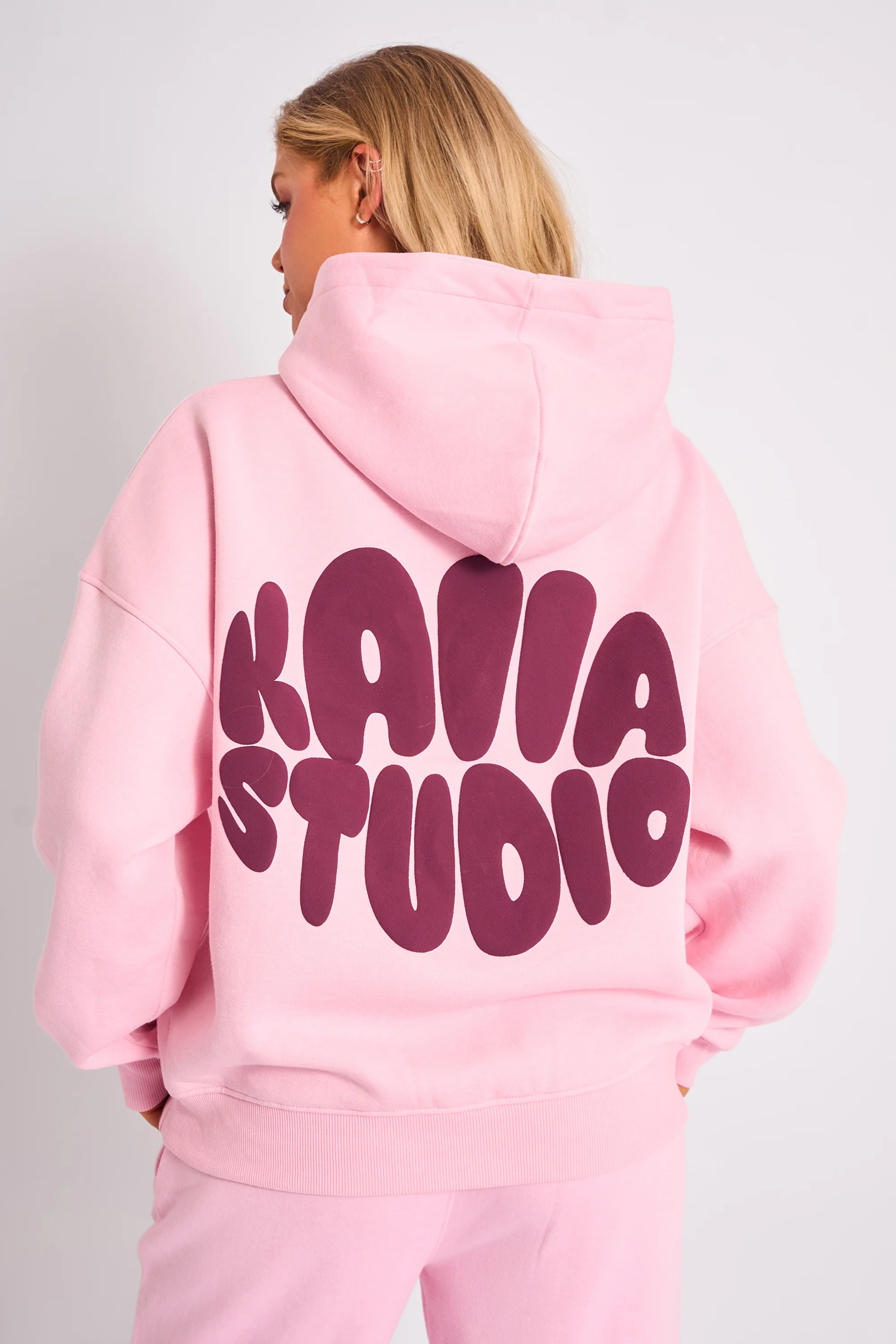 Kaiia Studio Bubble Logo Oversized Hoodie Pink & Plum - Image 2