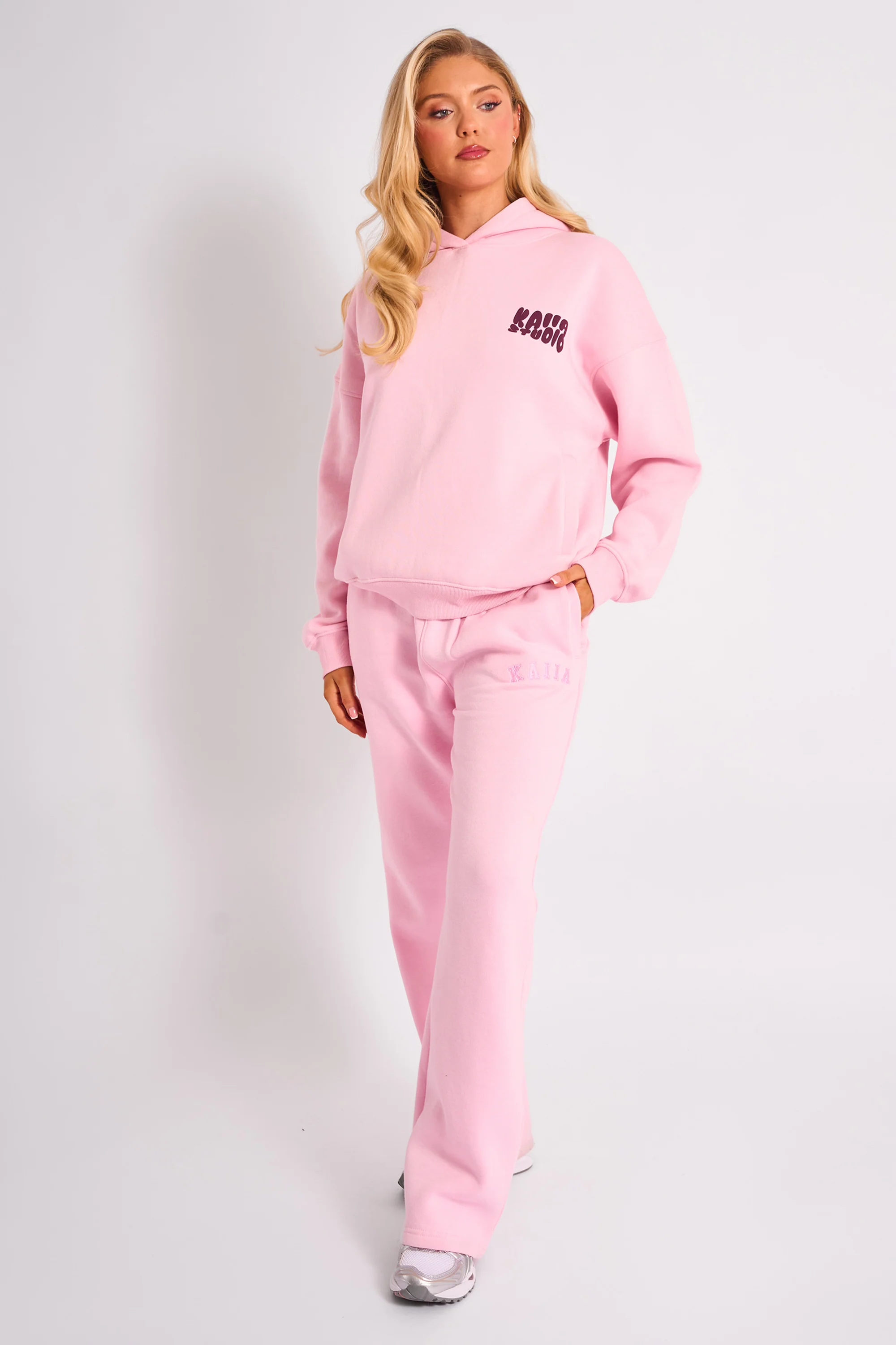 Kaiia Studio Bubble Logo Oversized Hoodie Pink & Plum - Image 3