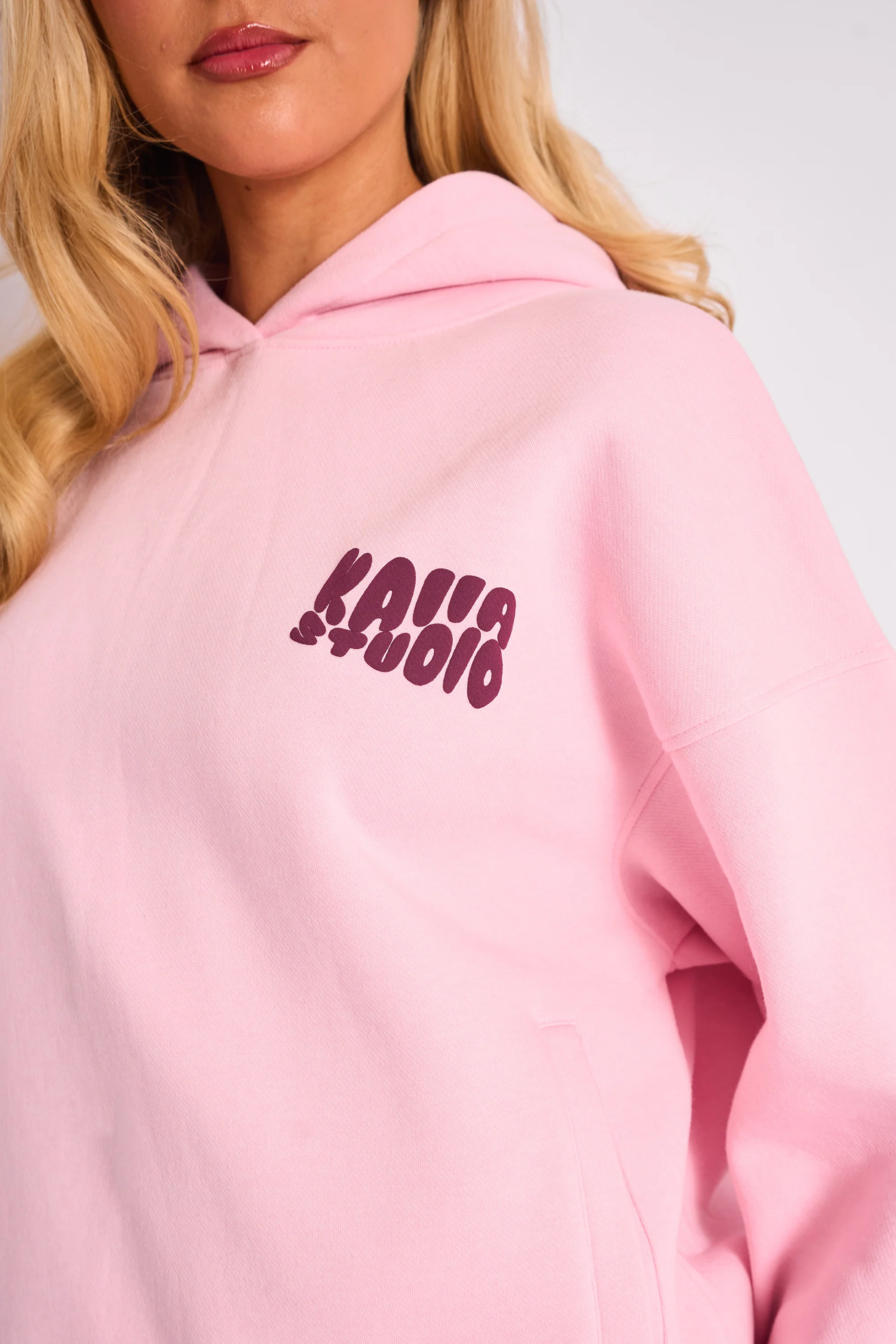 Kaiia Studio Bubble Logo Oversized Hoodie Pink & Plum - Image 4