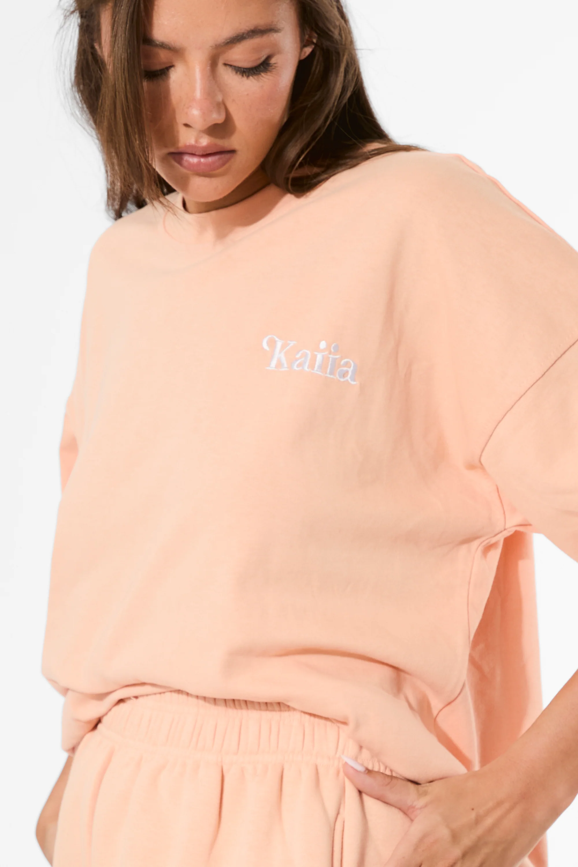 Kaiia Capri Back Graphic Oversized T-Shirt Tangerine - Image 10