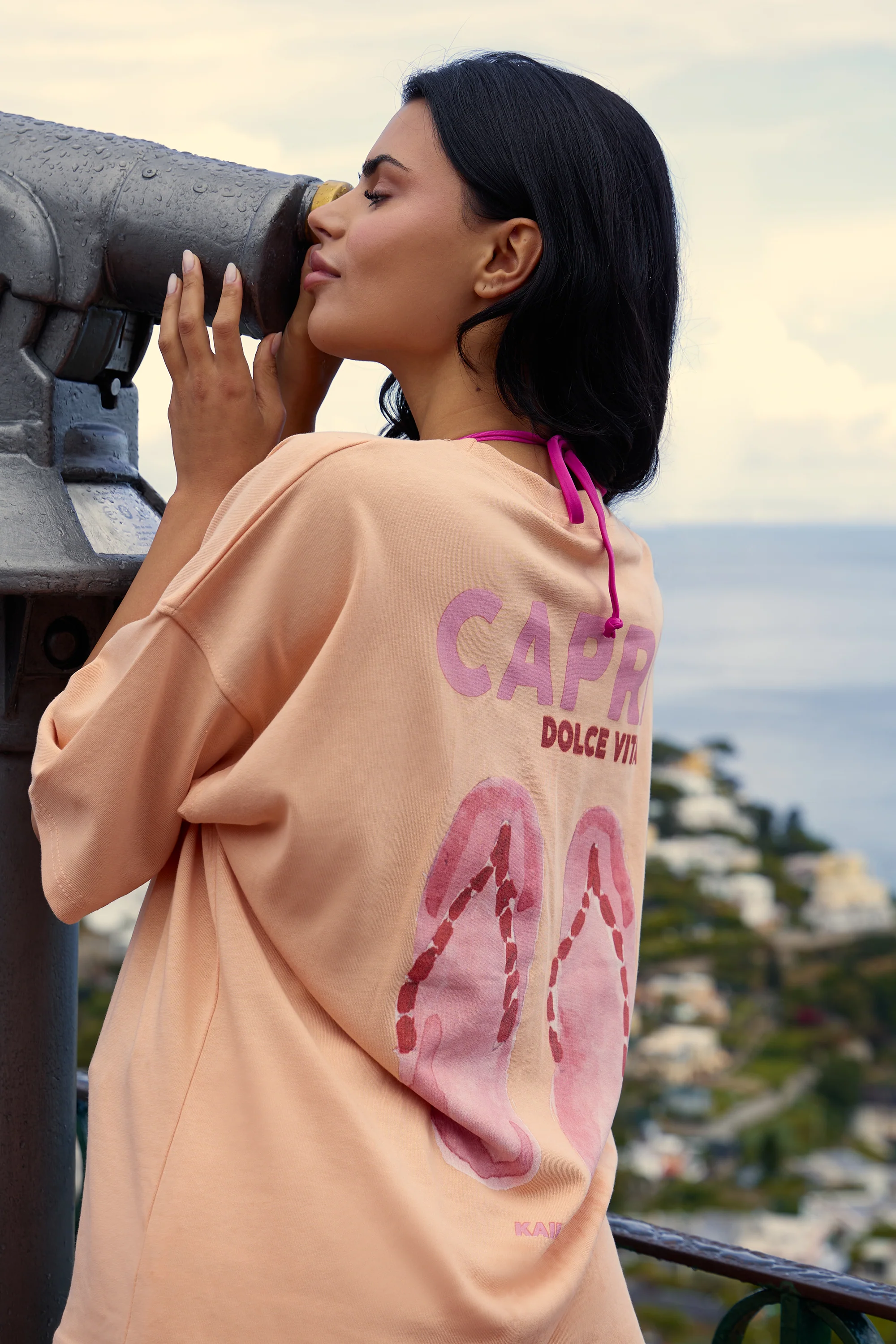 Kaiia Capri Back Graphic Oversized T-Shirt Tangerine - Image 4