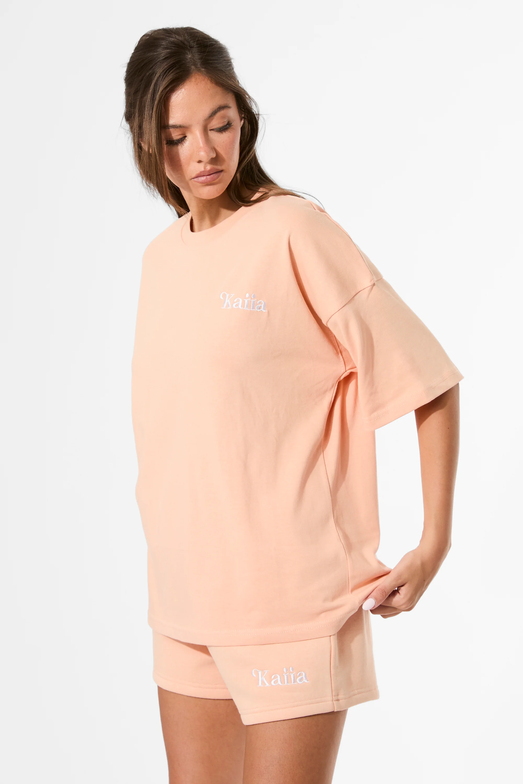 Kaiia Capri Back Graphic Oversized T-Shirt Tangerine - Image 8