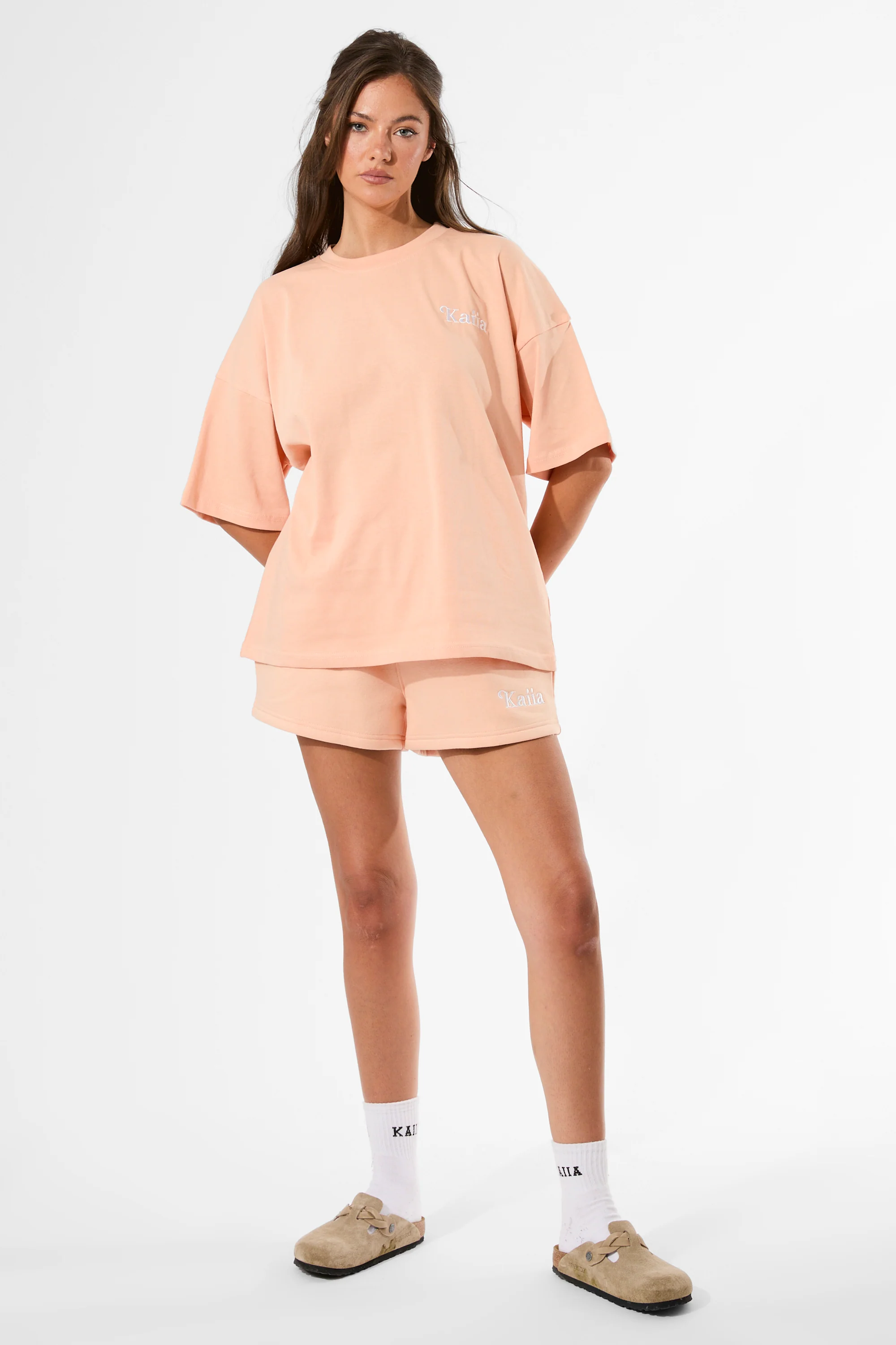 Kaiia Capri Back Graphic Oversized T-Shirt Tangerine - Image 9