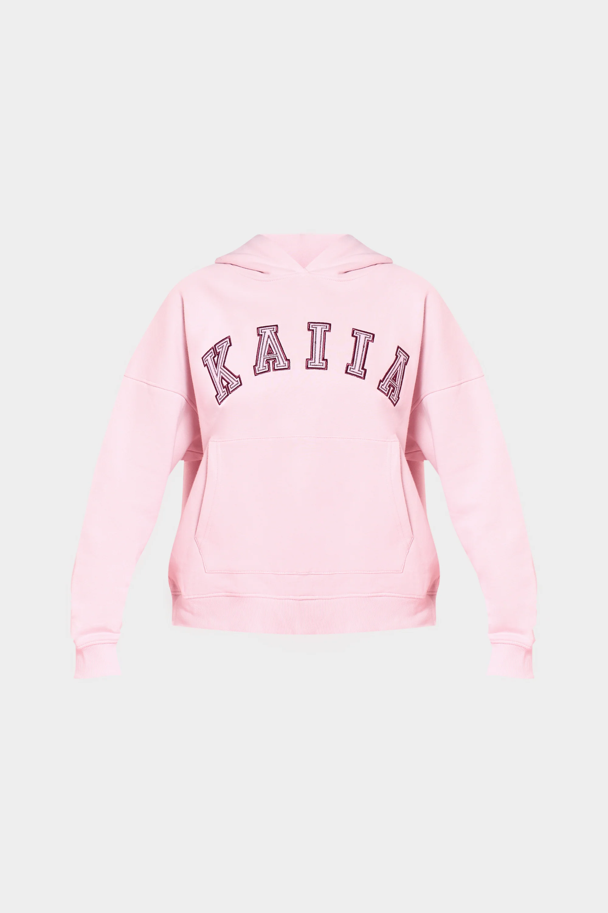 Kaiia Chainstitch Slogan Oversized Hoodie Baby Pink - Image 5