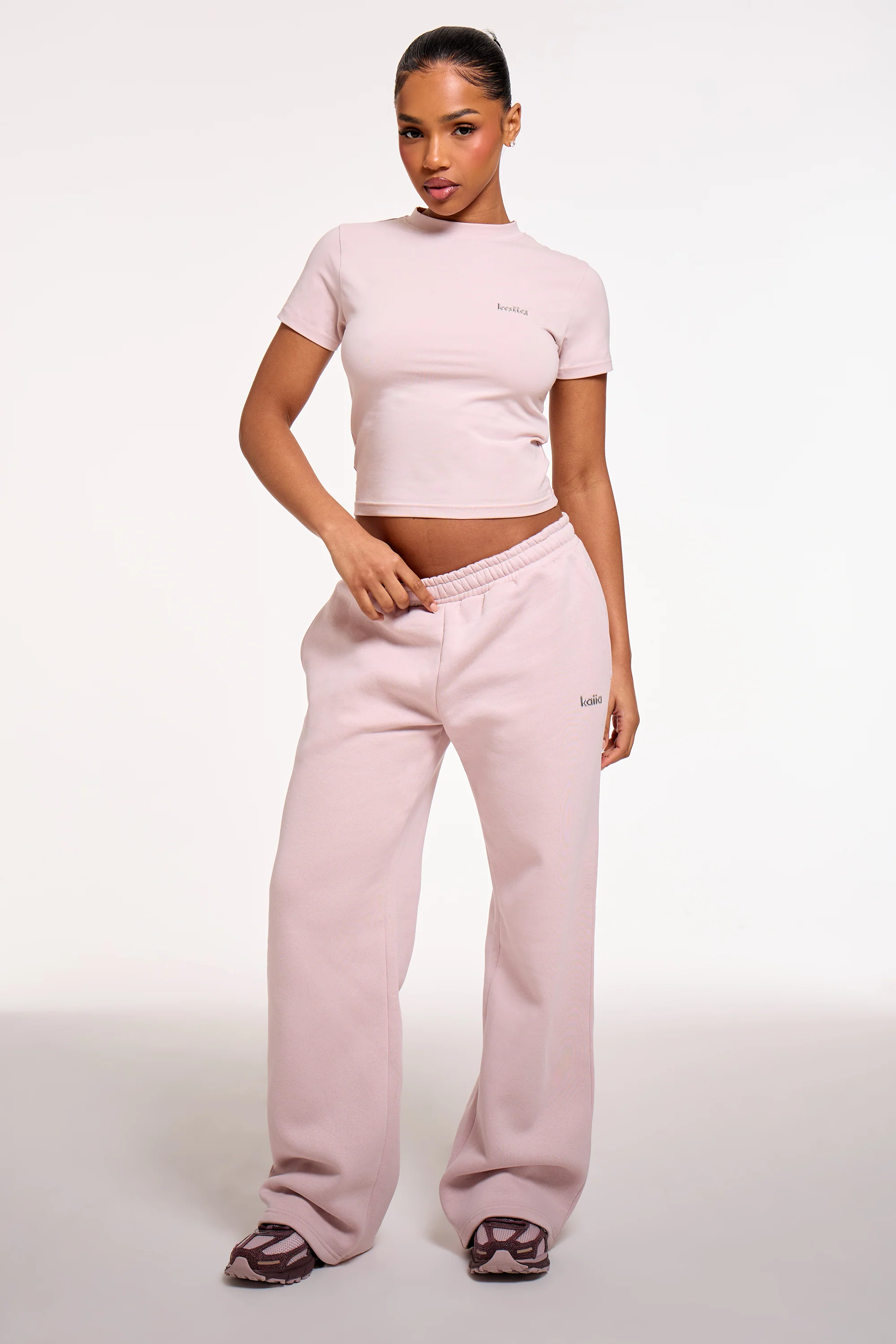 Kaiia Chrome Logo Baby Tee Pale Dusty Lilac - Image 3