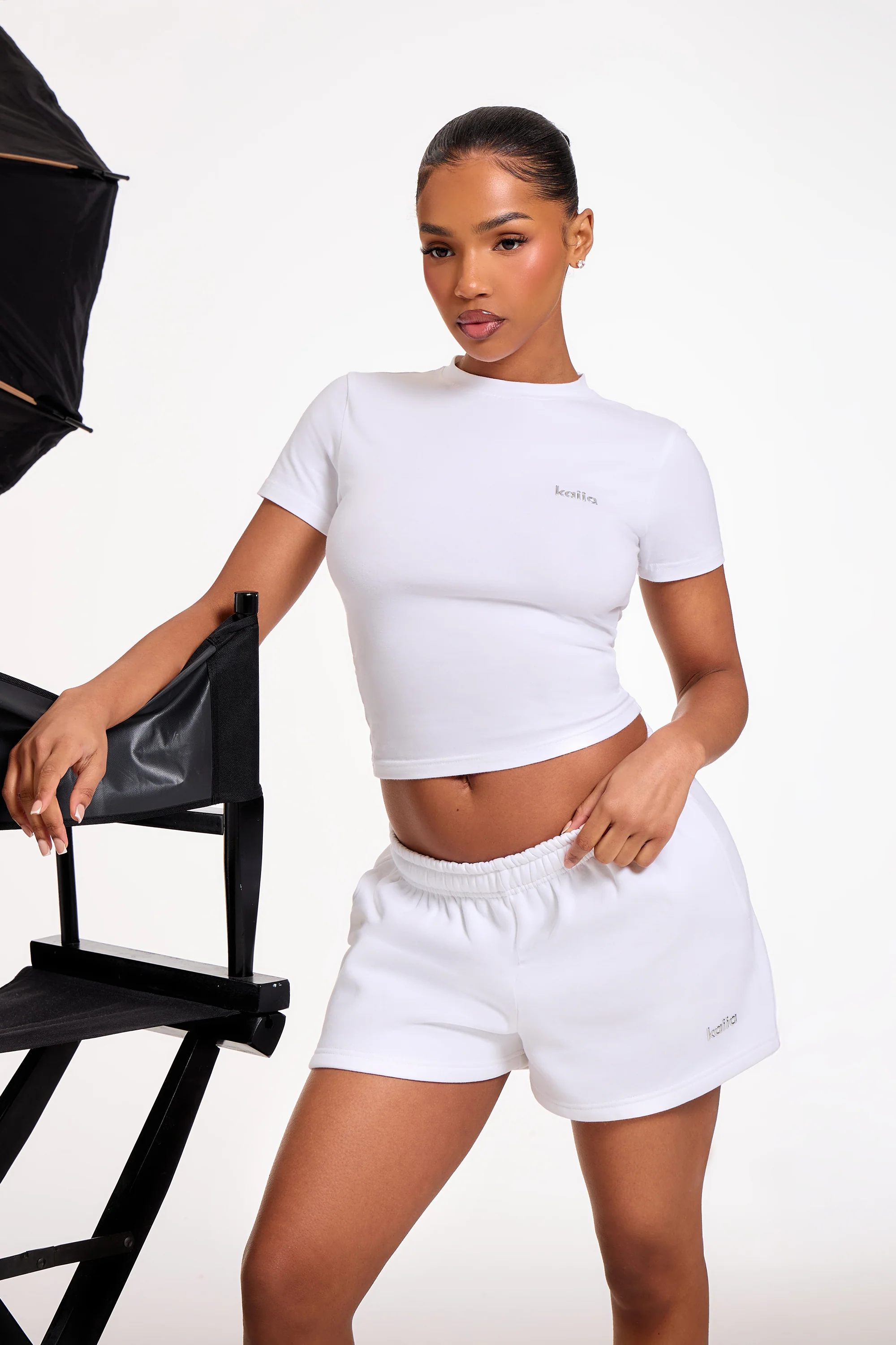 Kaiia Chrome Logo Baby Tee White
