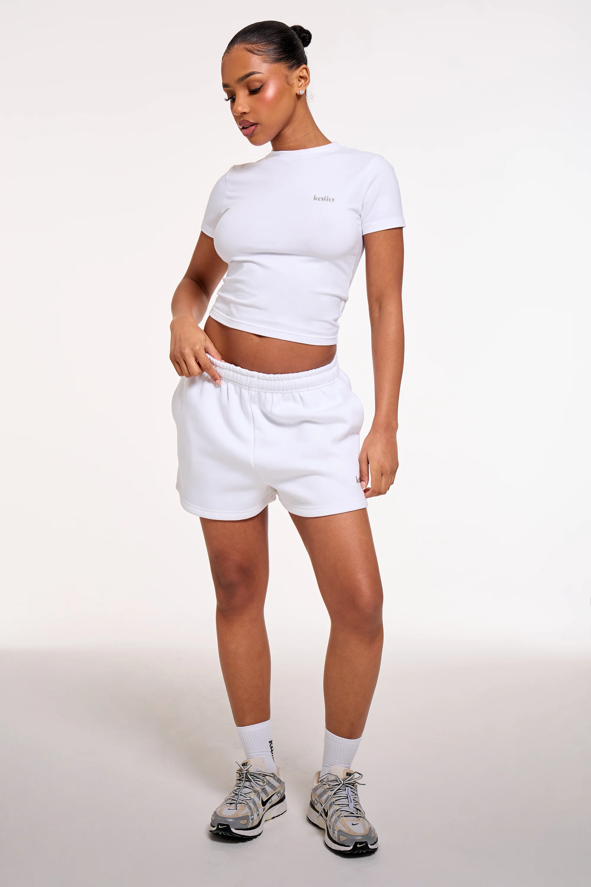 Kaiia Chrome Logo Baby Tee White - Image 3