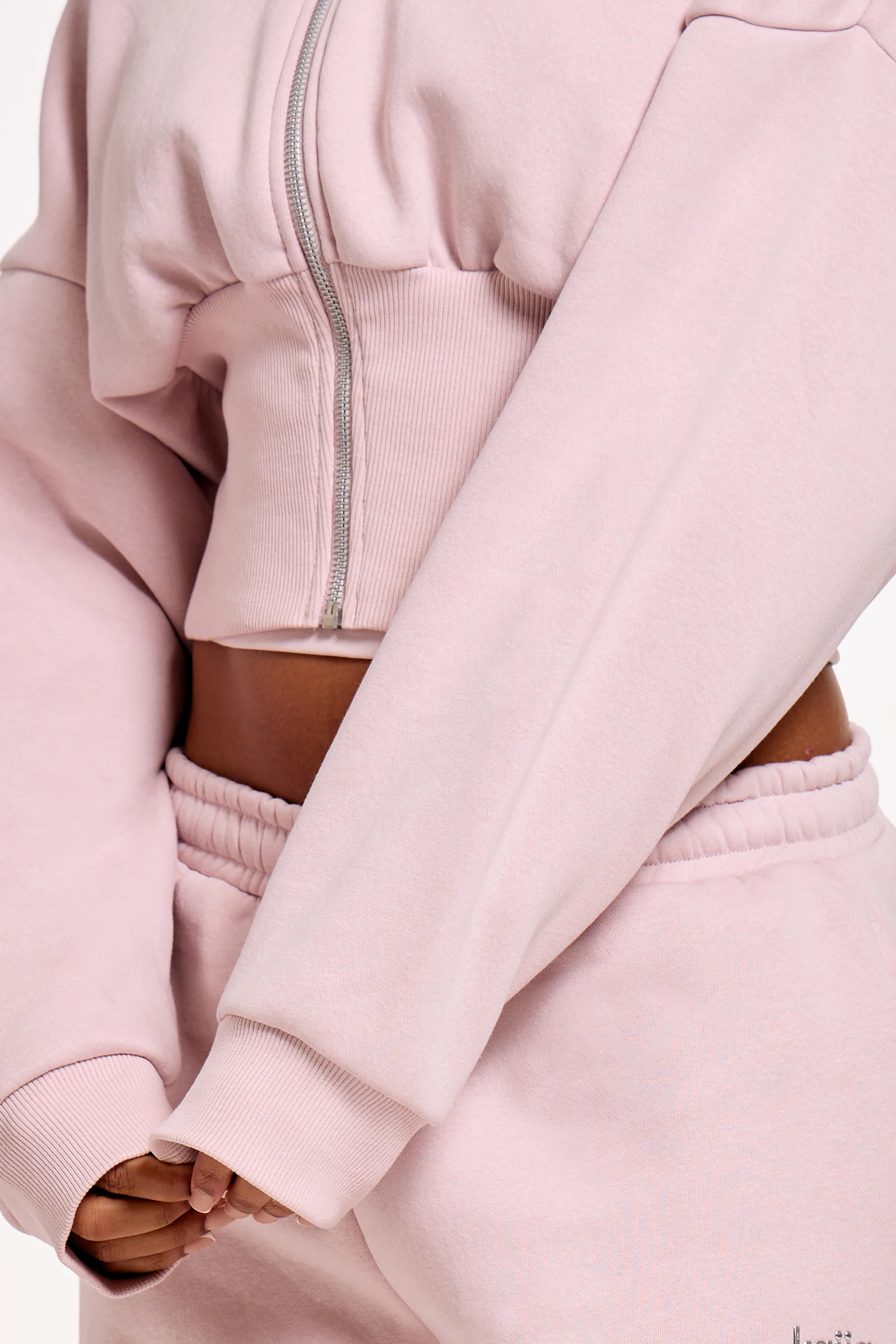 Kaiia Chrome Logo Corset Zip Through Hoodie Pale Dusty Lilac - Image 2