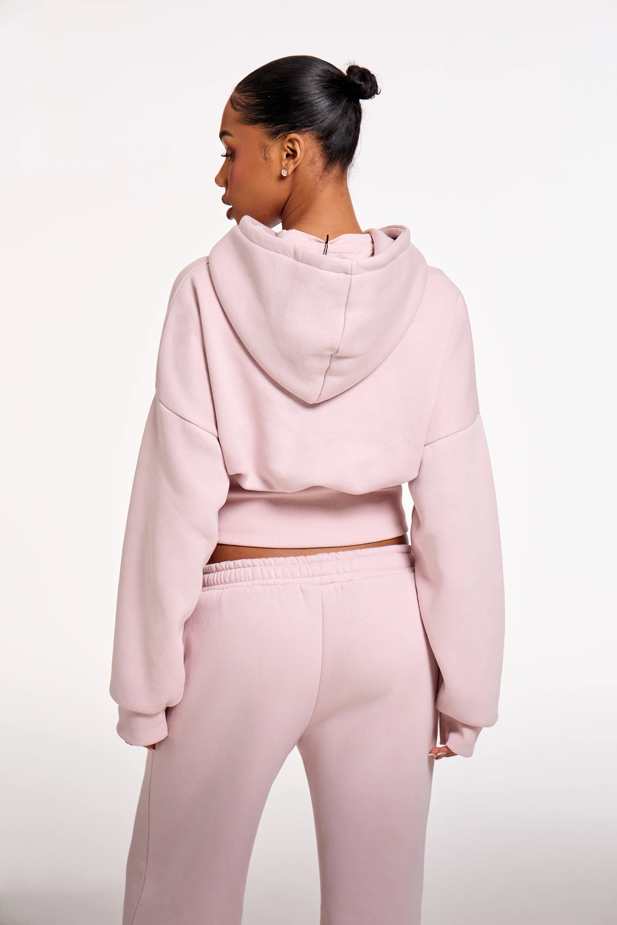 Kaiia Chrome Logo Corset Zip Through Hoodie Pale Dusty Lilac - Image 4