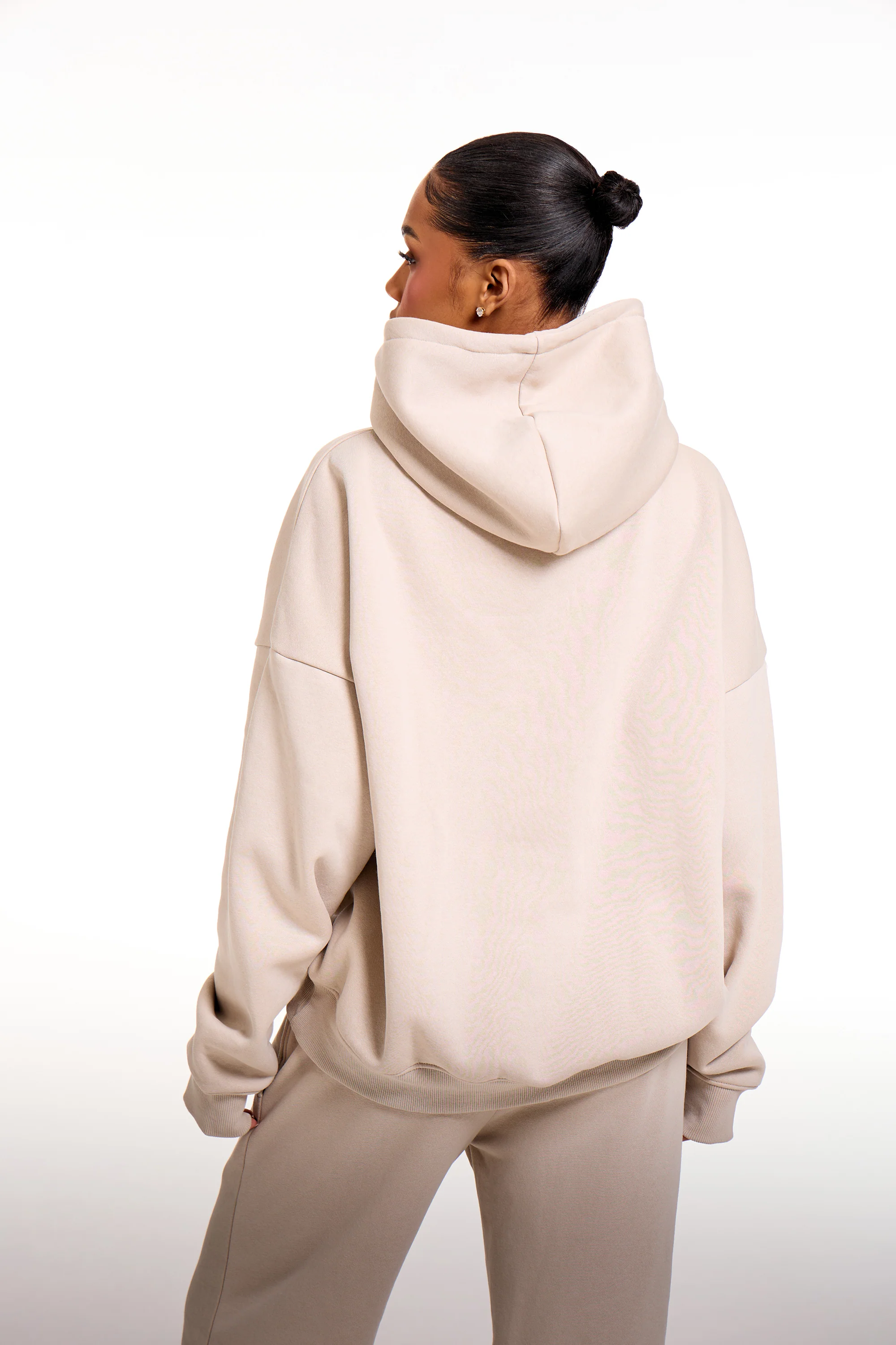 Kaiia Chrome Logo Oversized Hoodie Ash Taupe - Image 4