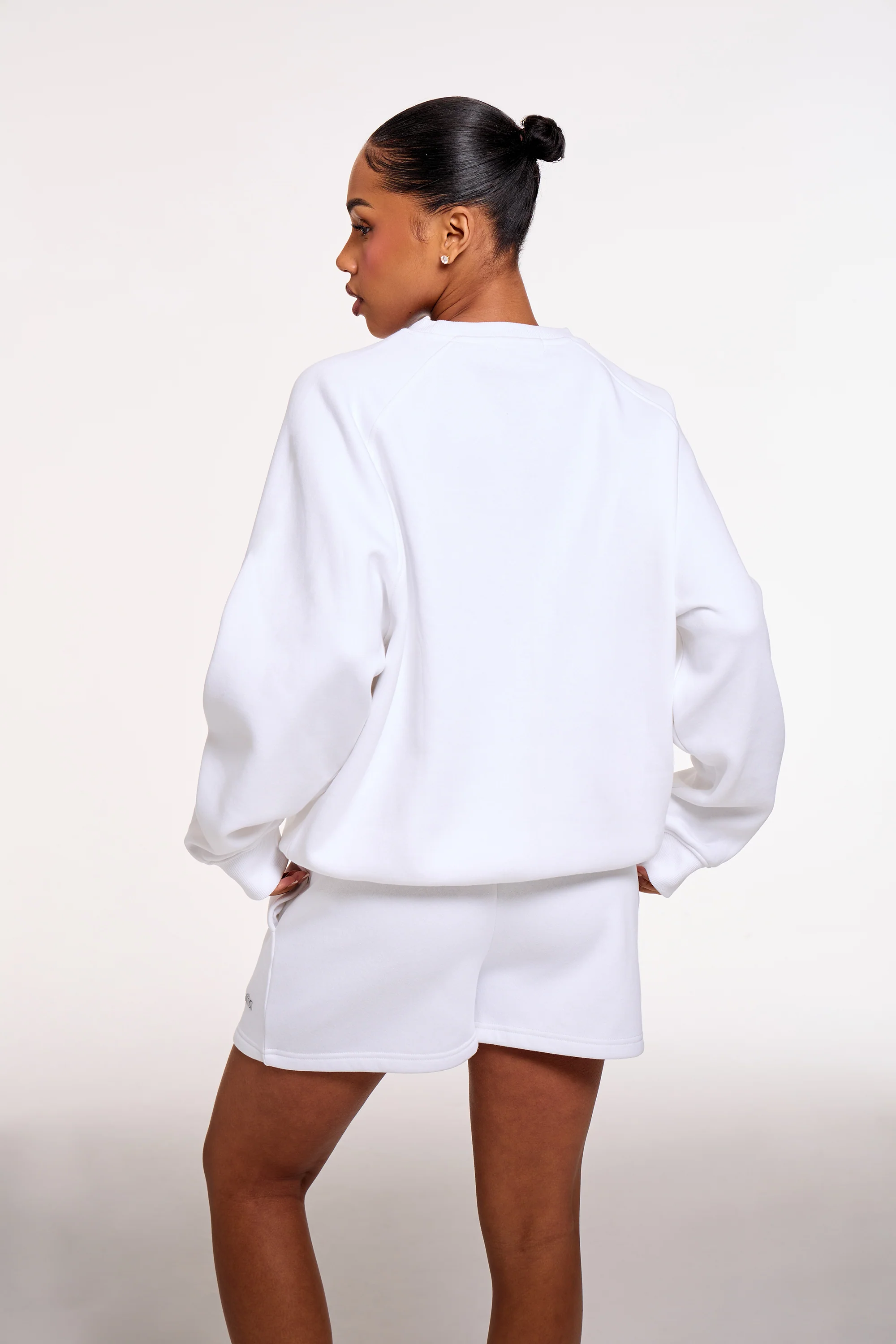 Kaiia Chrome Logo Oversized Sweatshirt White - Image 4