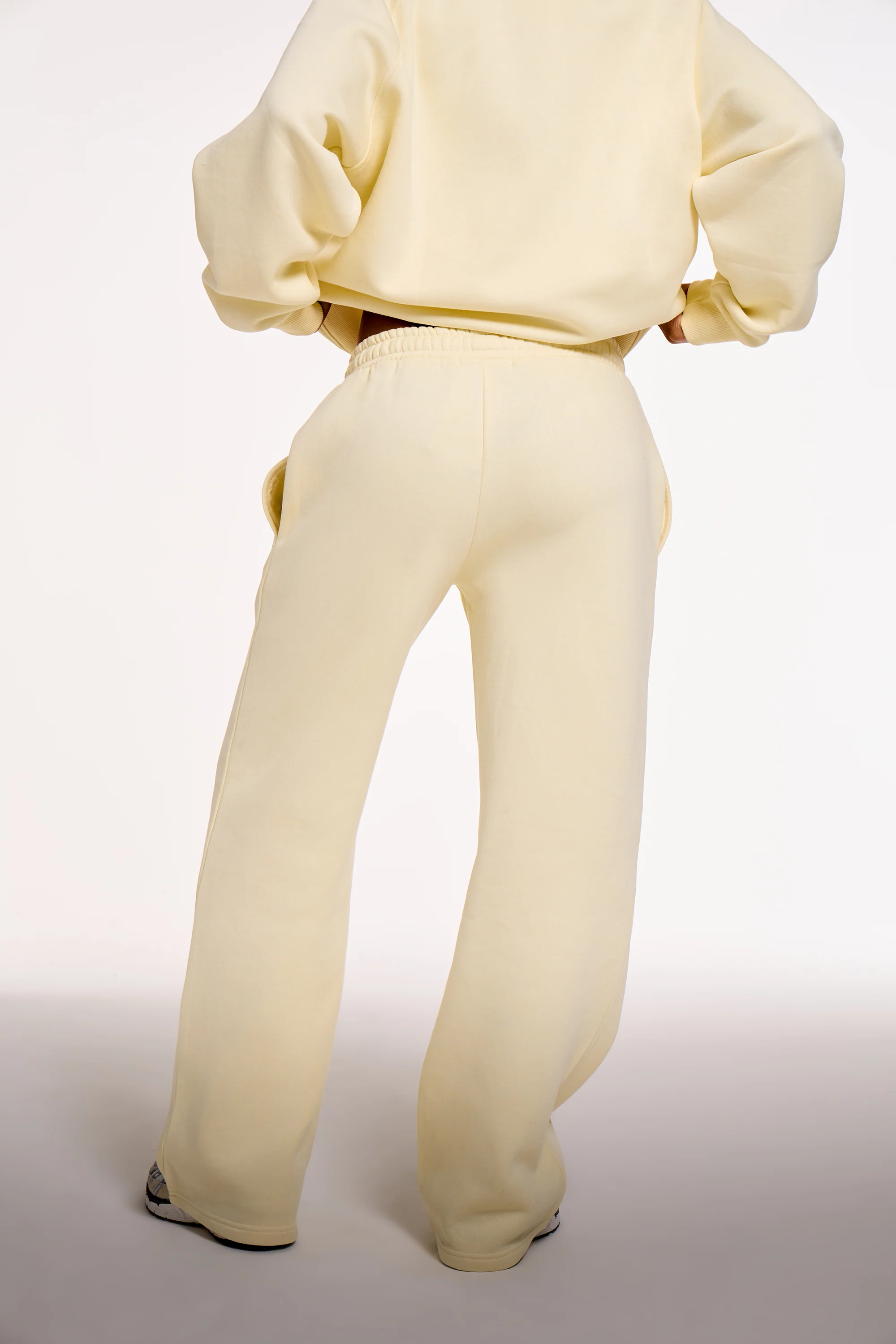 Kaiia Chrome Logo Wide Leg Joggers Lemon - Image 4