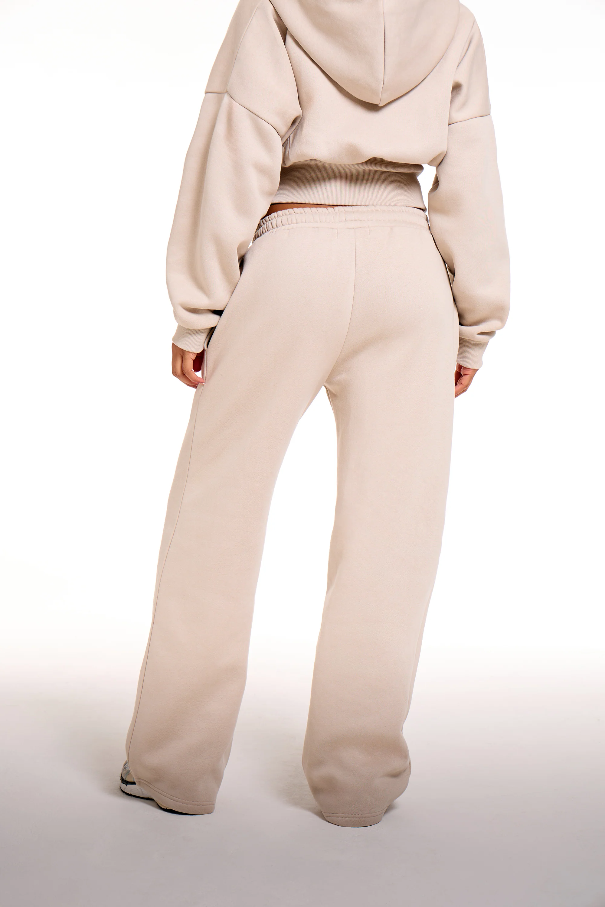 Kaiia Chrome Logo Wide Leg Joggers Ash Taupe - Image 4