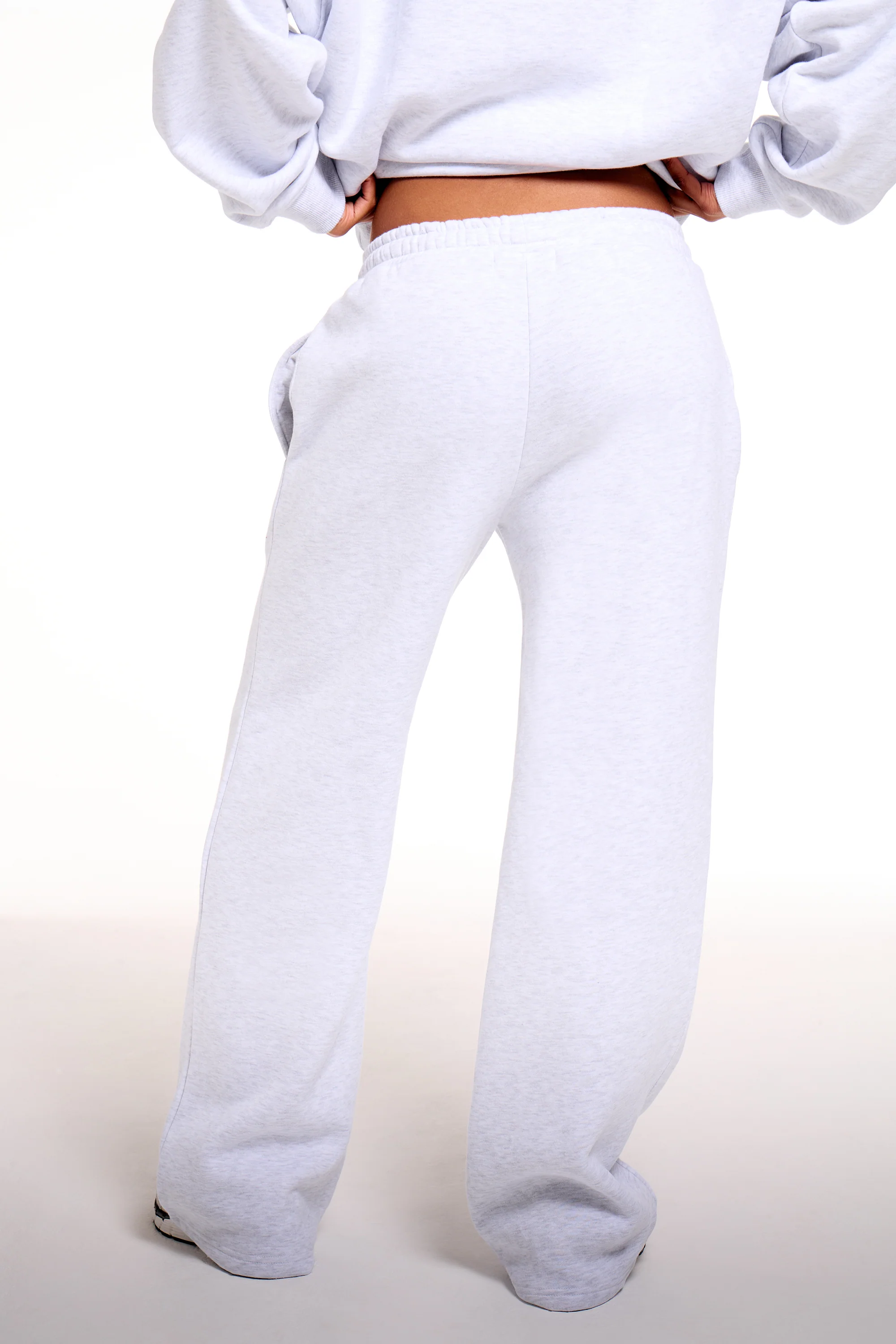 Kaiia Chrome Logo Wide Leg Joggers Grey Melange - Image 4