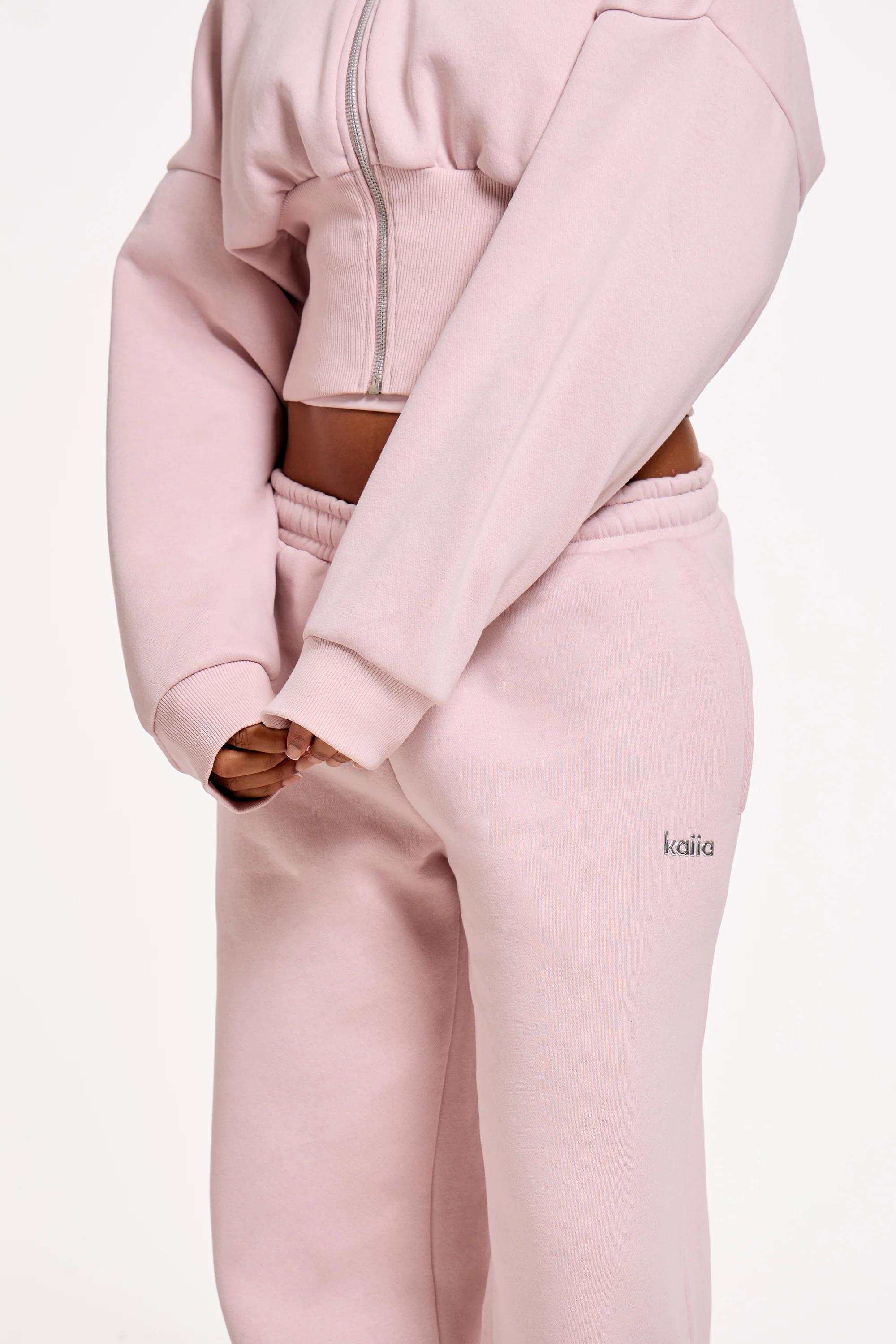 Kaiia Chrome Logo Wide Leg Joggers Pale Dusty Lilac - Image 2