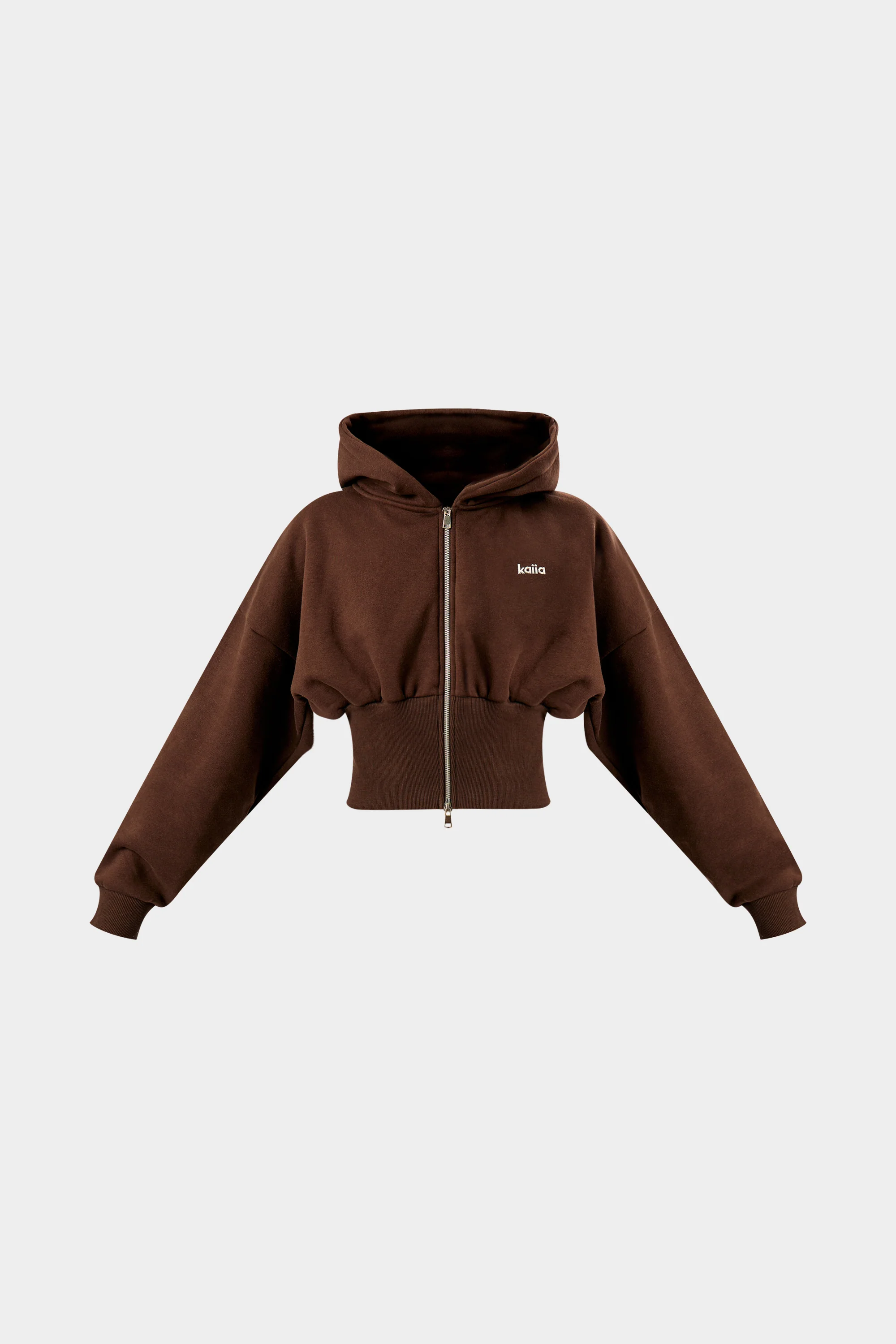 Kaiia Chrome Logo Corset Zip Through Hoodie Bitter Chocolate - Image 5