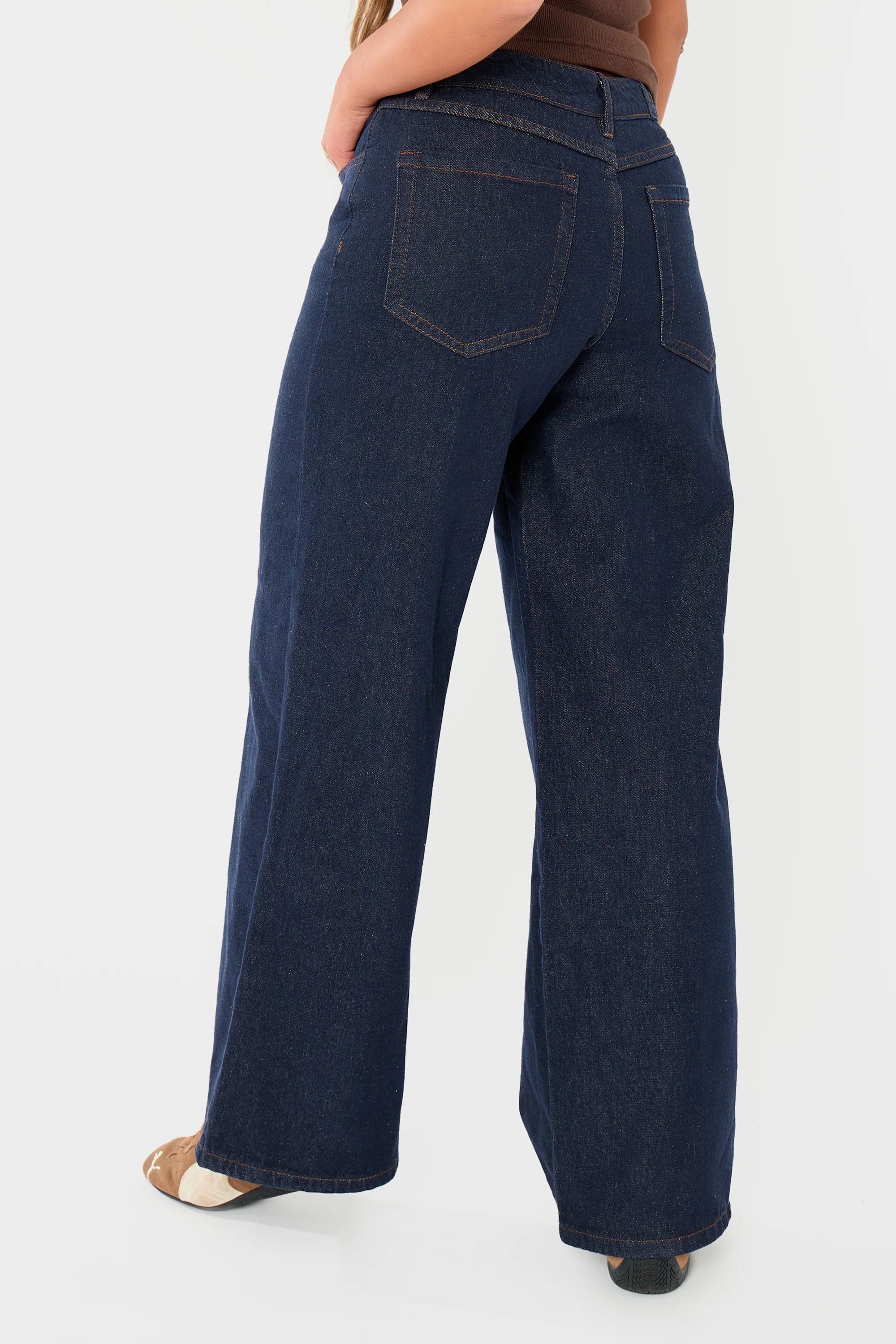 Kaiia Denim Mid Rise Wide Leg Jeans Indigo - Image 12