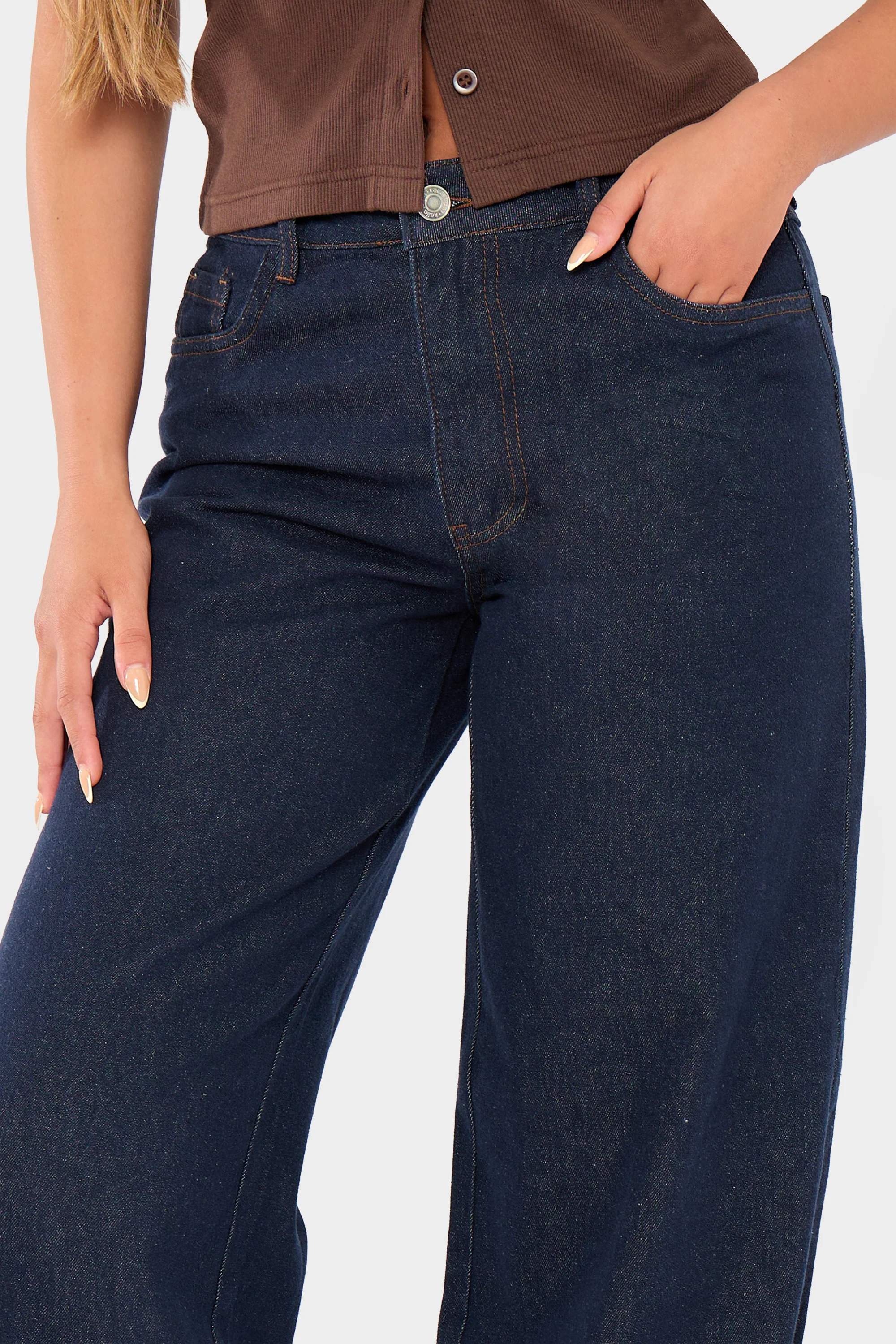 Kaiia Denim Mid Rise Wide Leg Jeans Indigo - Image 13