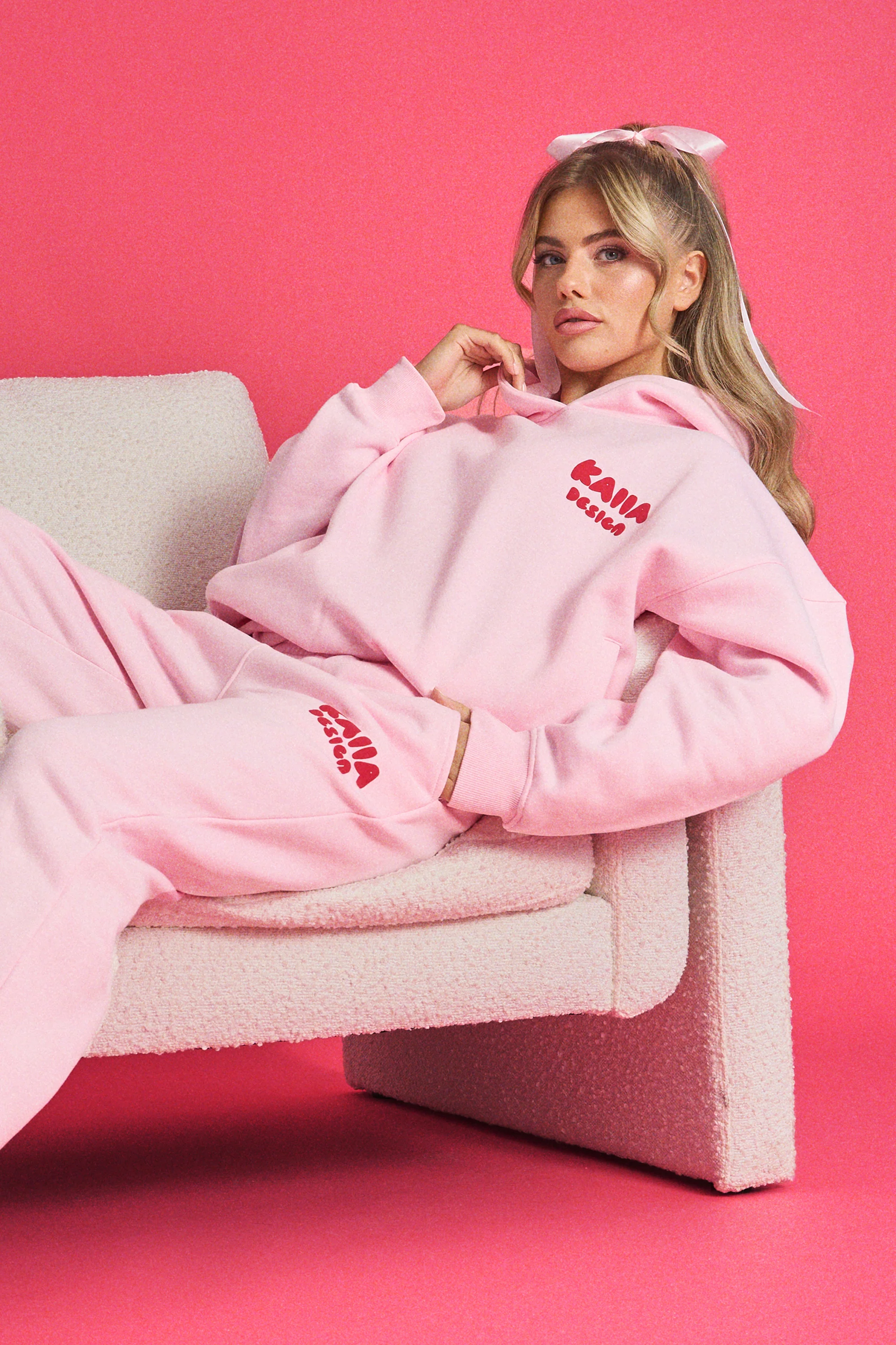Kaiia Design Bubble Graphic Hoodie Baby Pink and Red - Image 5