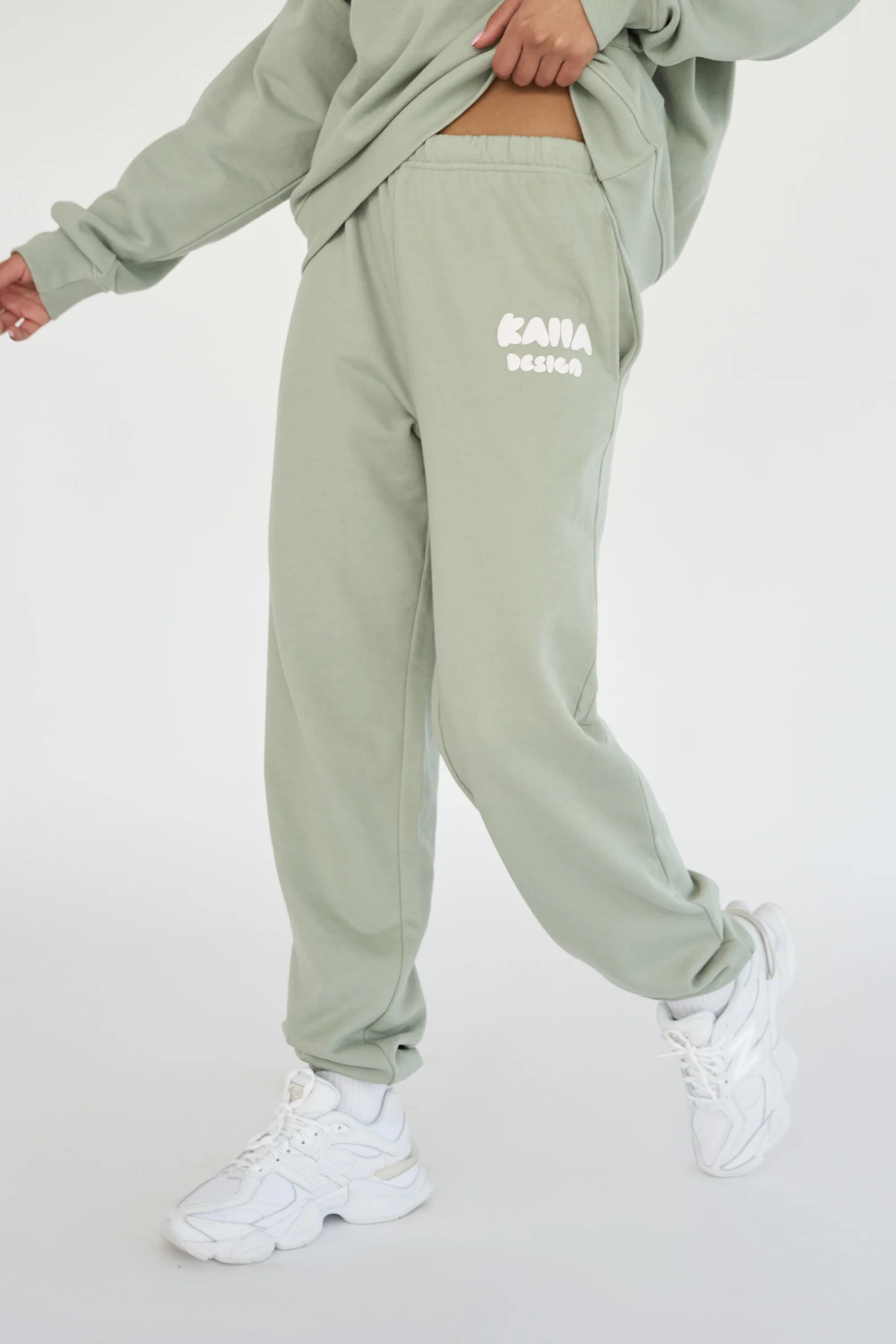 Kaiia Design Bubble Logo Cuffed Joggers Sage Green - Image 6